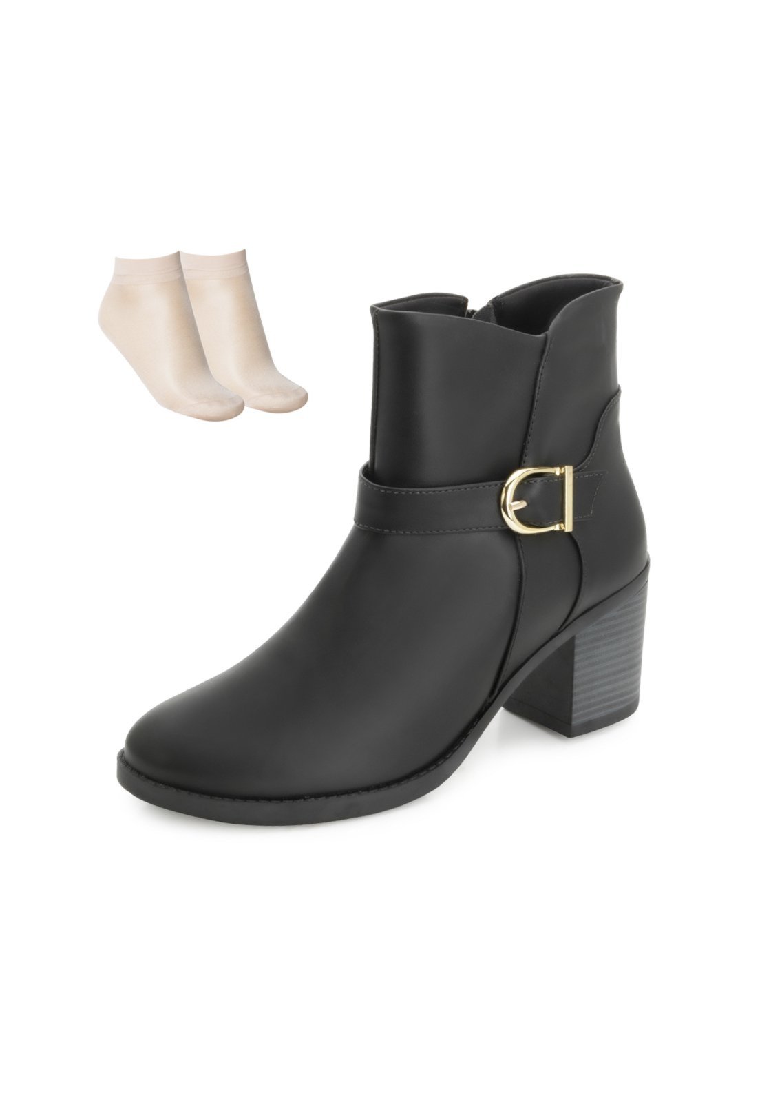 Bota Cano Curto Quiz e Meia QZ25-69198 Preto