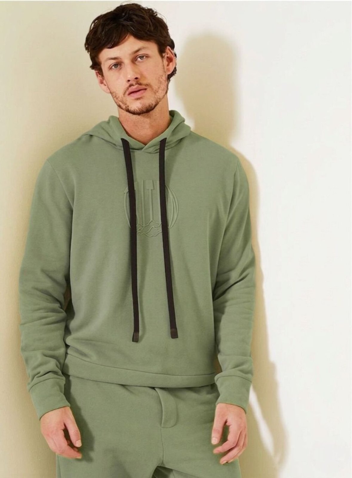 Blusão Moletom Fleece com Capuz e Logo Central Triton Verde Bio
