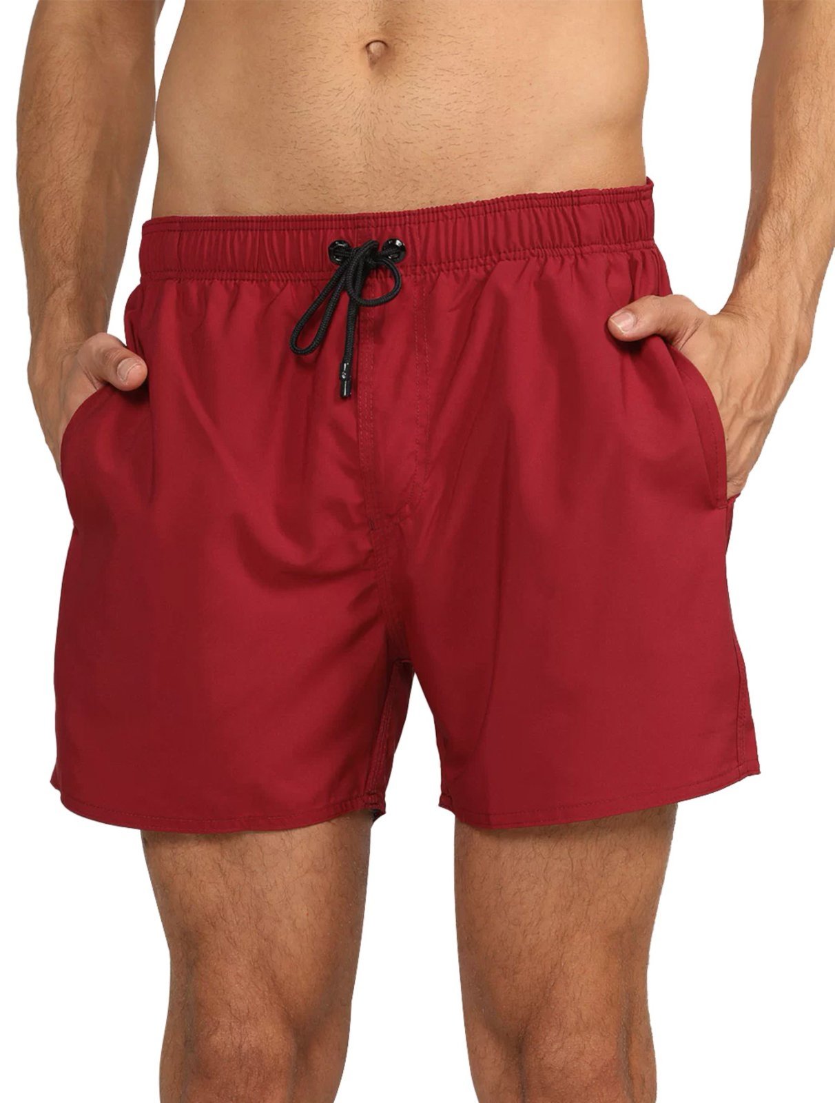 Short Reserva D Água Beachwear Liso Tag Lateral Bordô