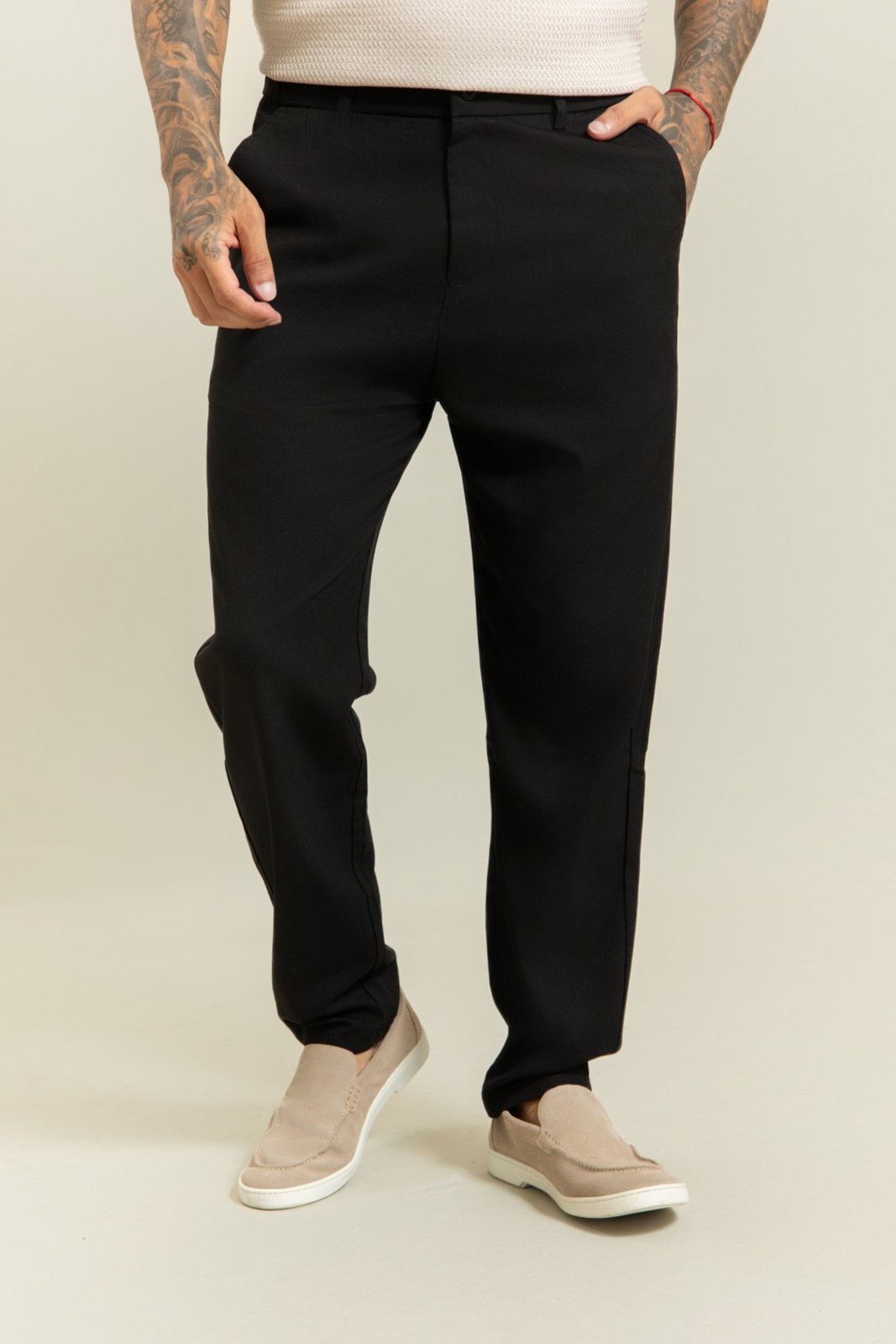 Calça Alfaiataria Reta Masculina Social Preto Dialogo
