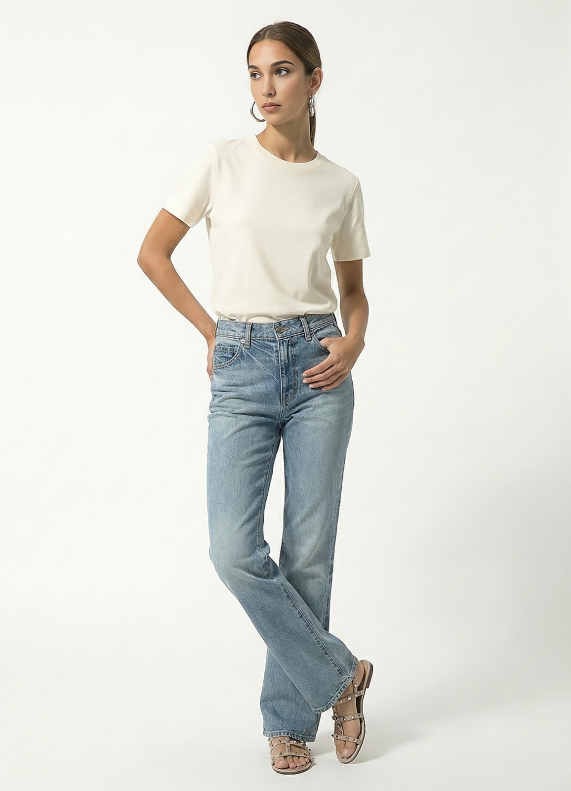 Vista 3 Blusa Off White Algodão Premium Toque Fresco Sob Manga Curta off-white white SOB off-white white