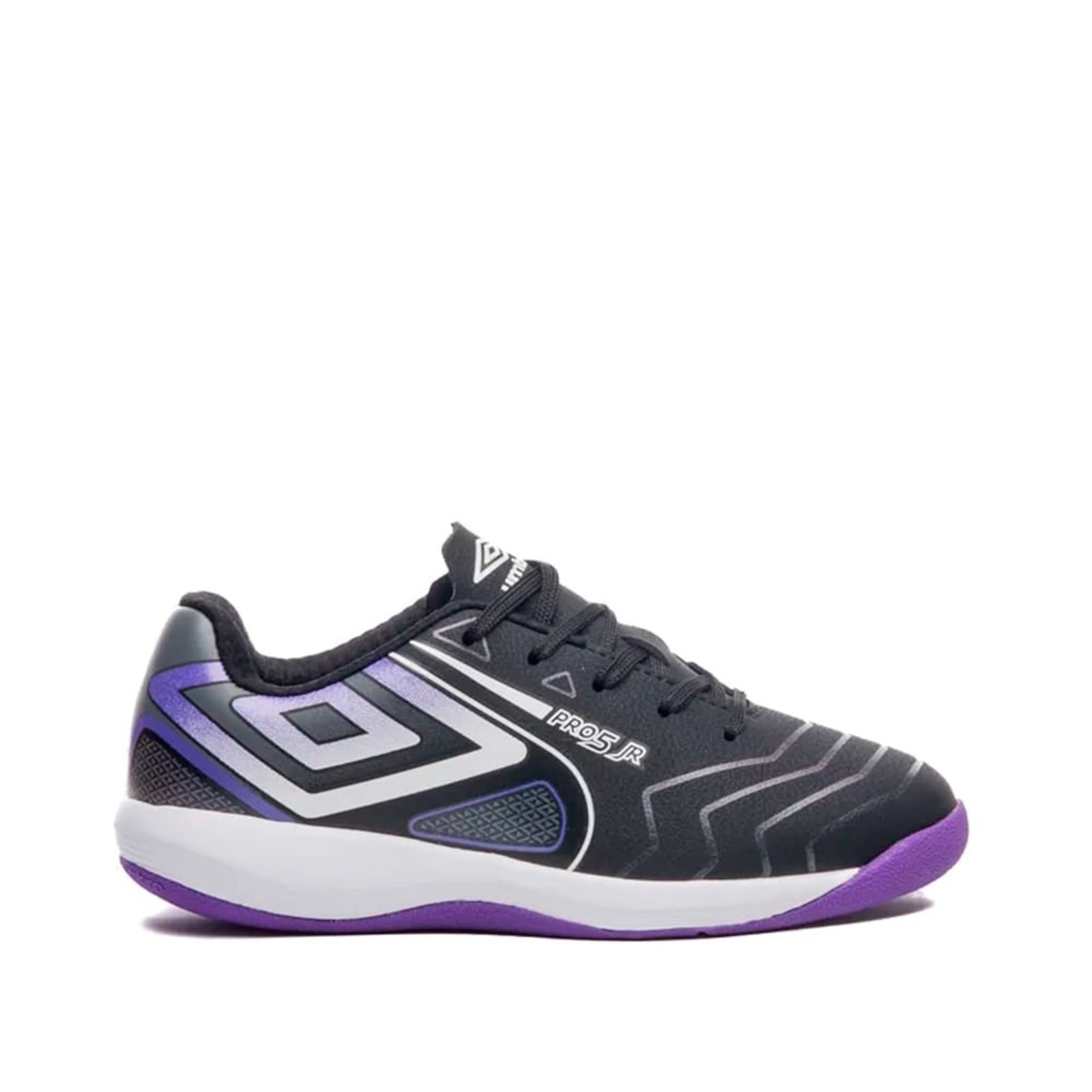 Infantil - Chuteira Futsal Umbro Pro 5 Júnior Preto/Roxo