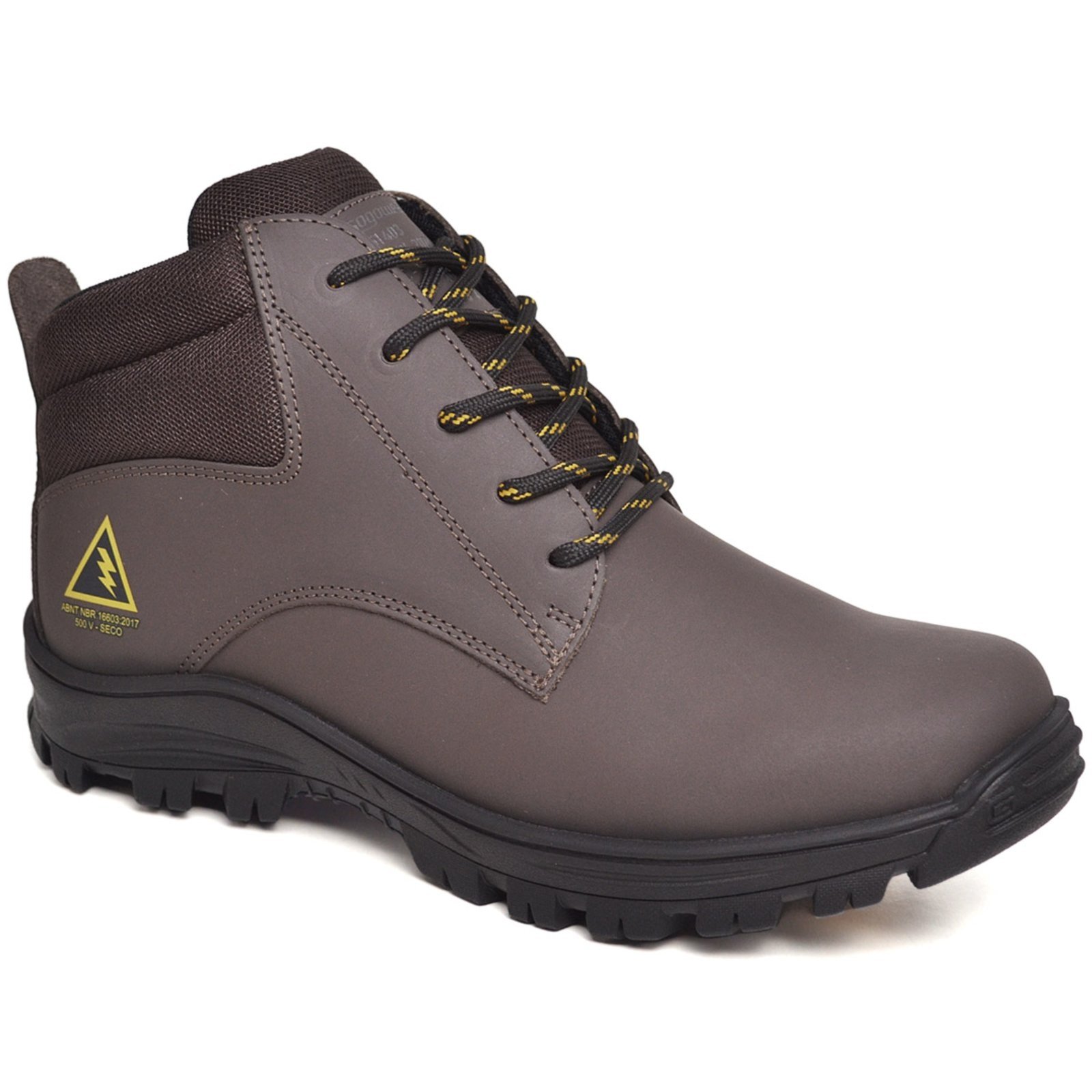 Bota Botina em Couro Emborrachado Marrom com C.A Laudo Eletricista Gogowear