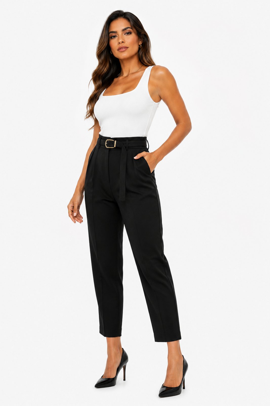 Calça Reta Feminina D Bell Outlet Fashion Alfaiataria Preto