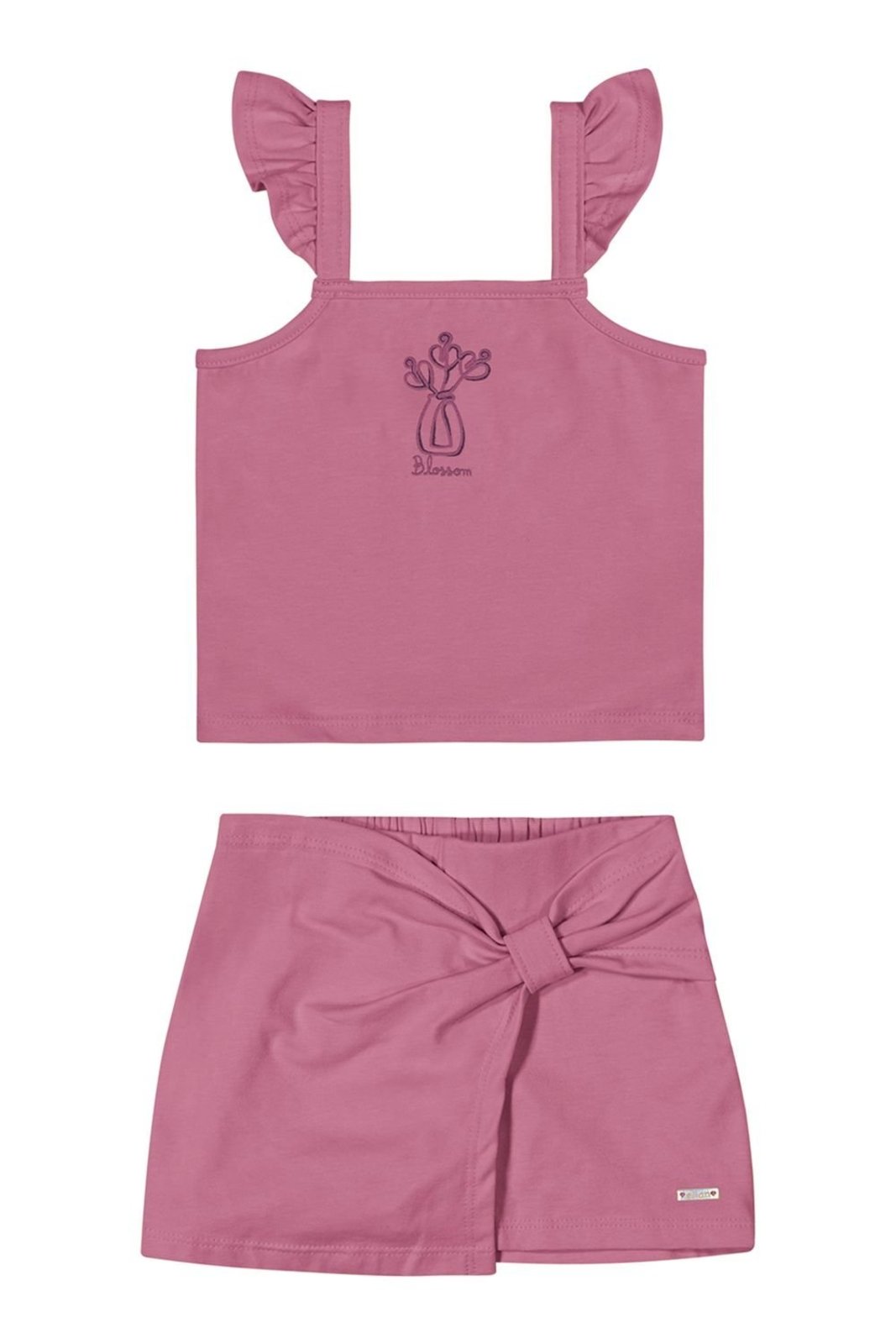 Infantil - Conjunto Menina Flores em Puff Elian Rosa