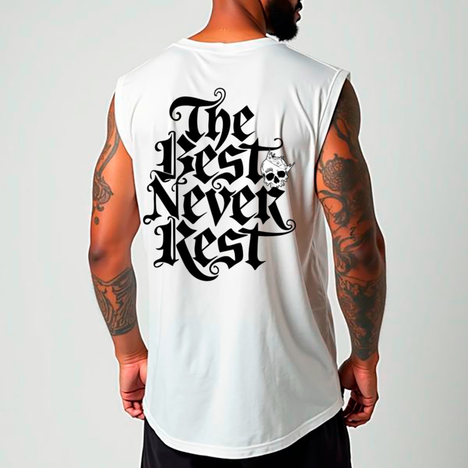 Camiseta Regata Machão Ousy The Best Never Rest Oversized Masculina Branco