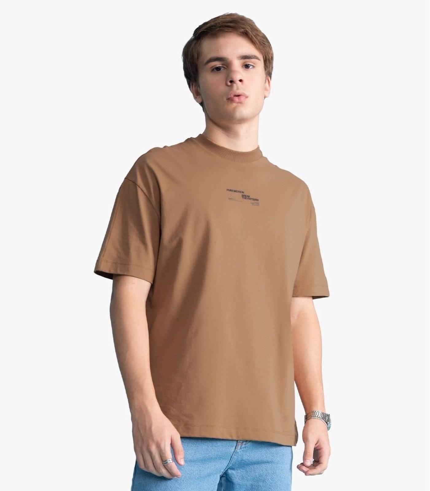 Infantil - Camiseta Masculina Meia Malha Com Estampa Minty Marrom