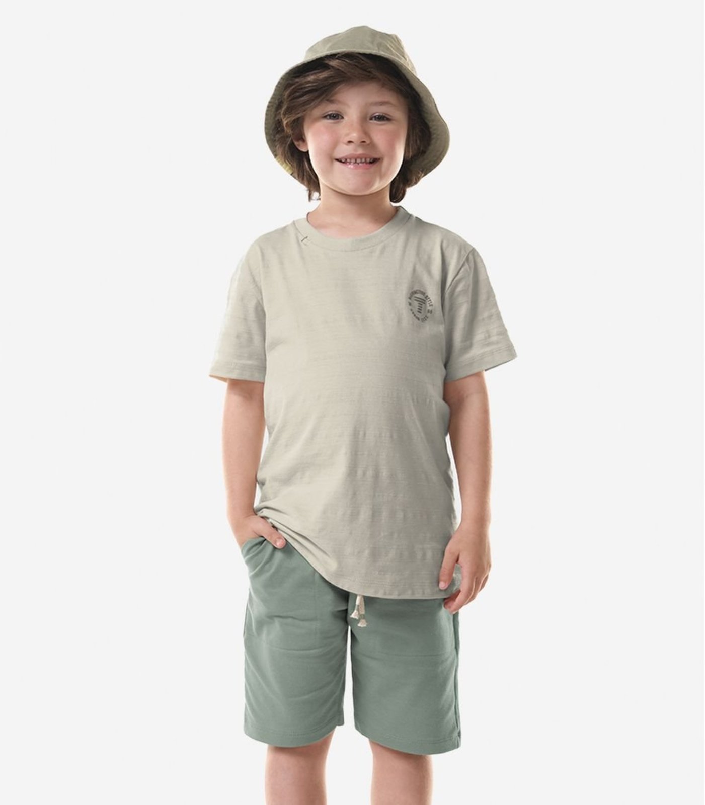 Infantil - Conjunto Camiseta Com Bermuda Trick Nick Bege