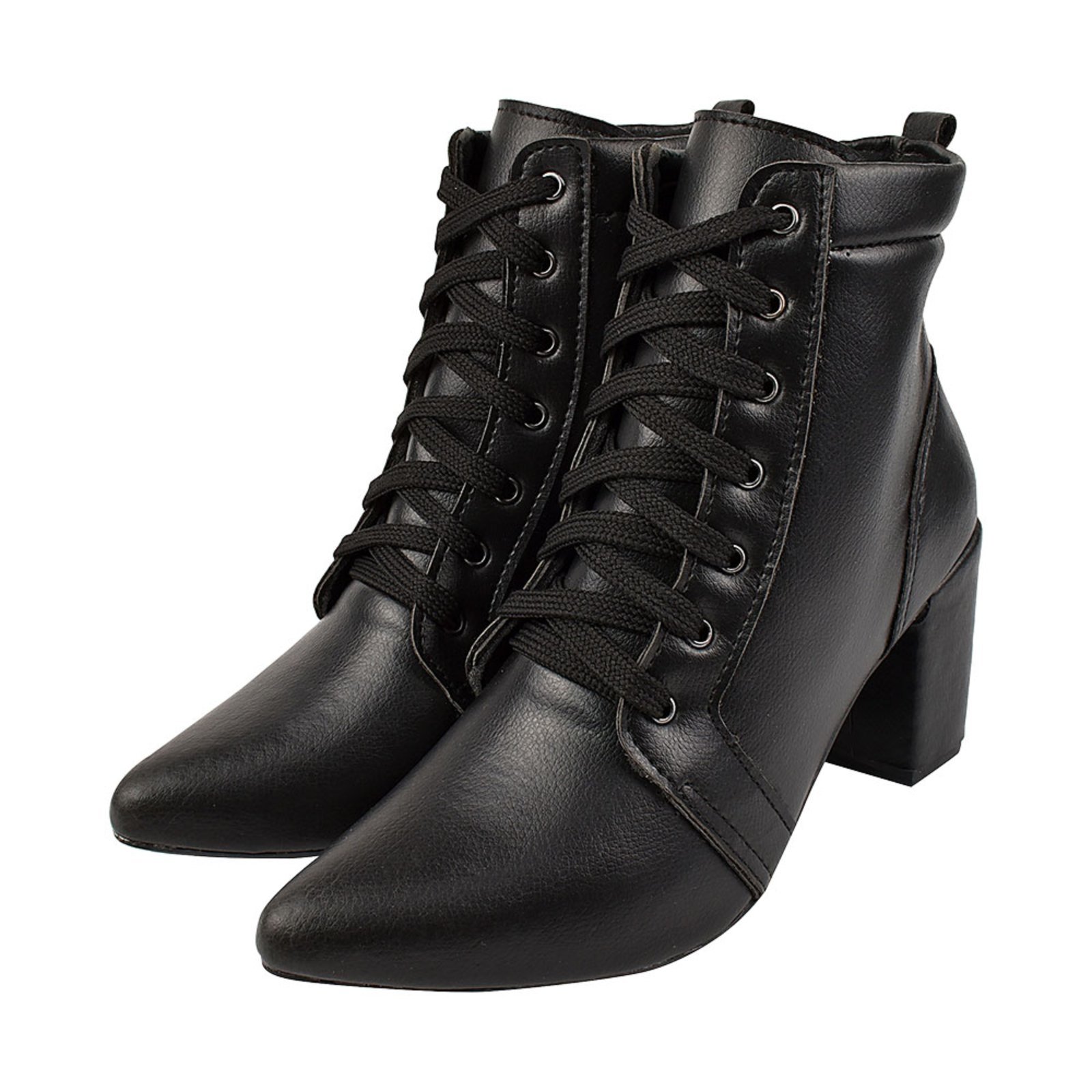 Bota Coturno Feminino Donatella Shoes Salto Alto Cano Médio Bico Fino Preto