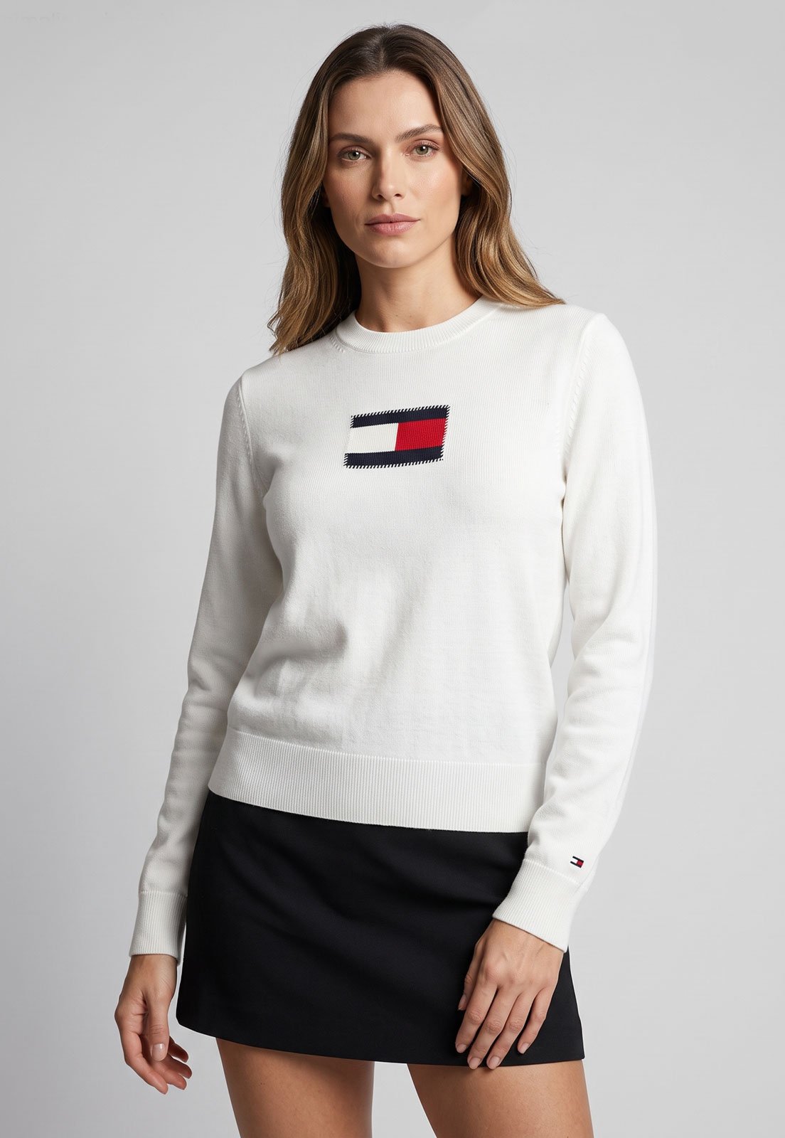 Suéter Feminino Tommy Hilfiger Regular 100 Algodão Branco