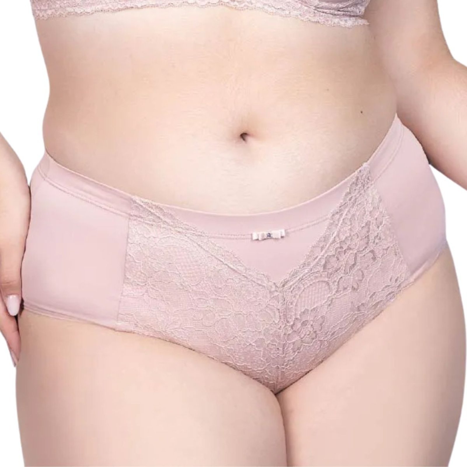 Calcinha Plus Size Tanga em Microfibra e Renda Santa Passion