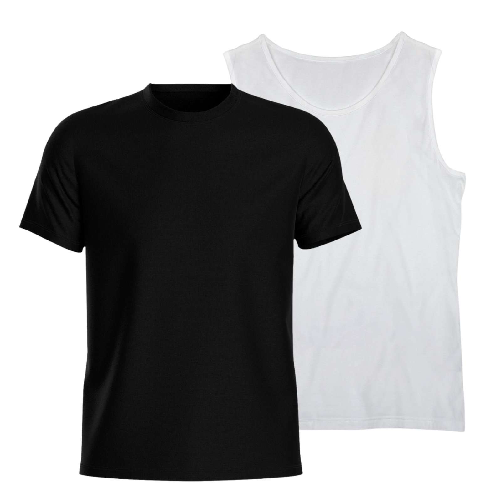Kit Camiseta Basica Gola Redonda + Camiseta Regata de Algodão Masculina Estilo Casual