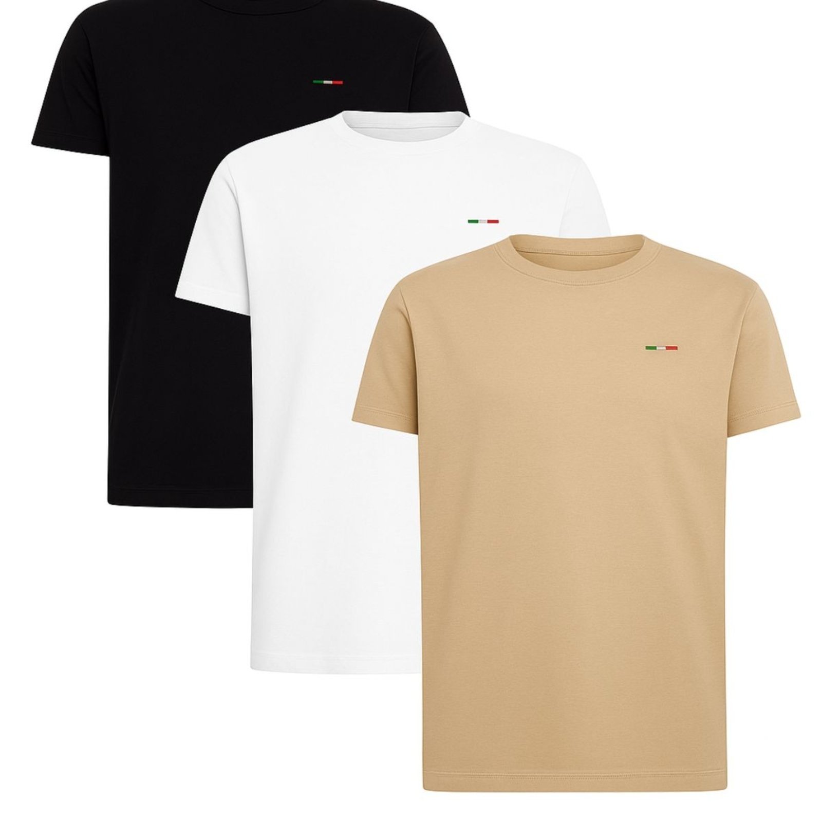 Kit 3 Peças Camisetas Básicas Masculina em Algodão Premium no Estilo Tommy Bordado Itália Preto