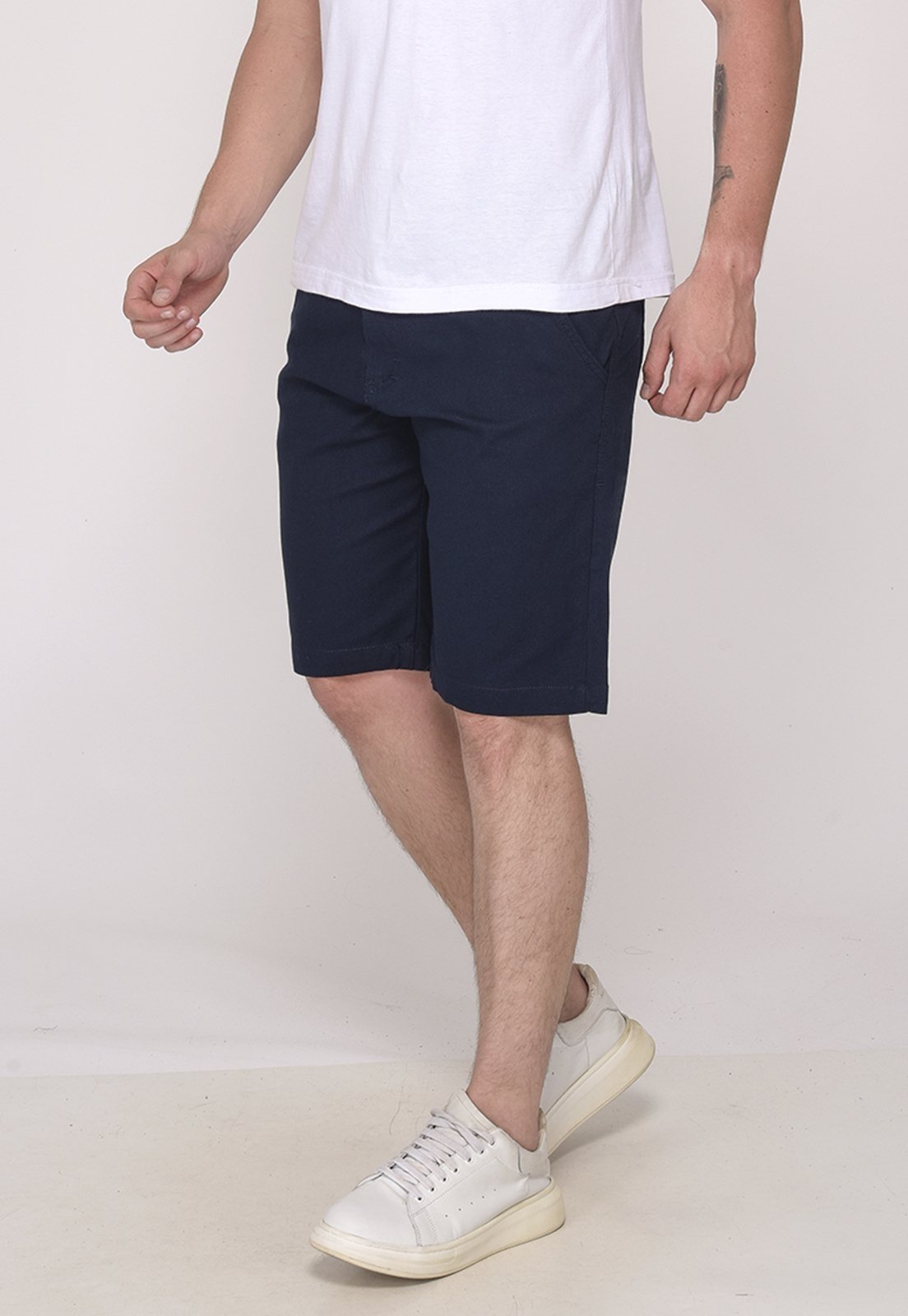 Bermuda Sarja Casual Masculina Conforto Elastano 7792 Azul