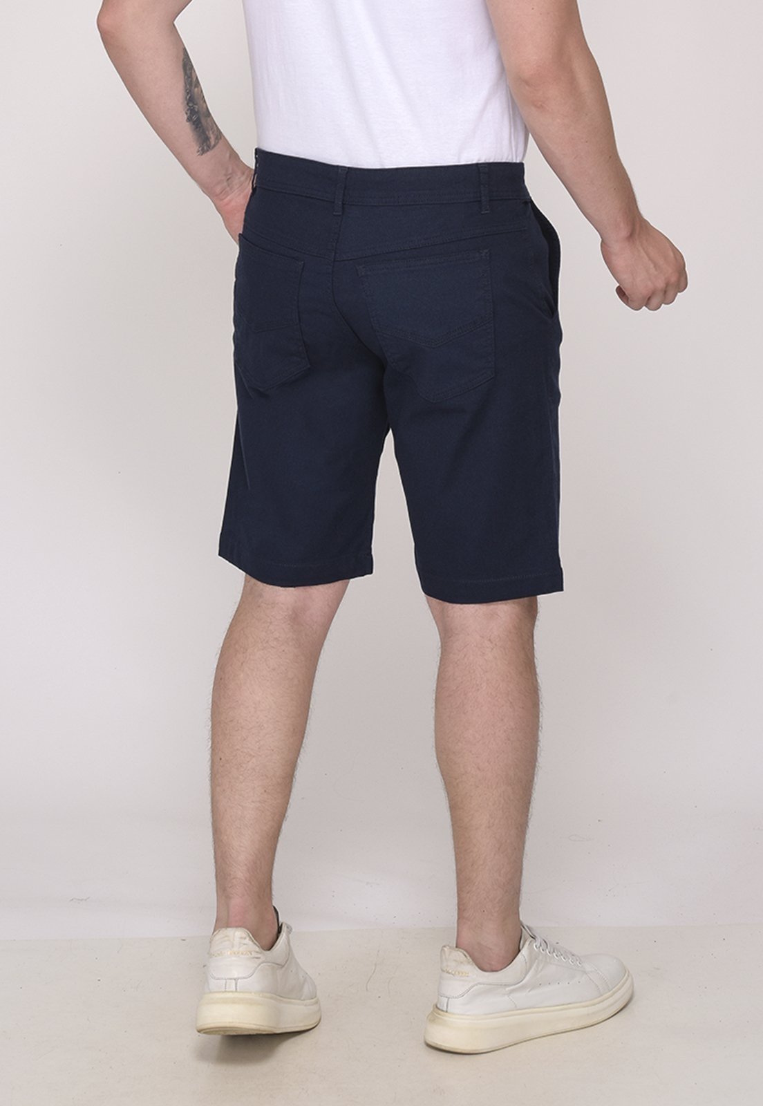 Vista 3 Bermuda Sarja Casual Masculina Conforto Elastano 7792 Macaw azul/azul marinho azul Macaw azul/azul marinho azul