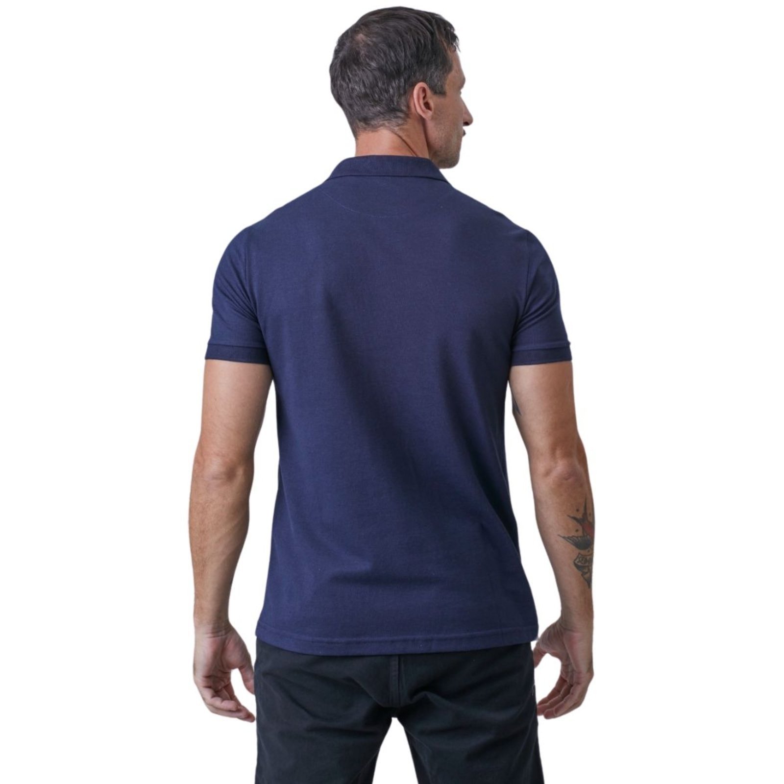 Vista 3 Camisa Polo FMF Masculina Básica Piquet no Estilo Tommy Bordado França Marinho azul marinho FMF azul marinho