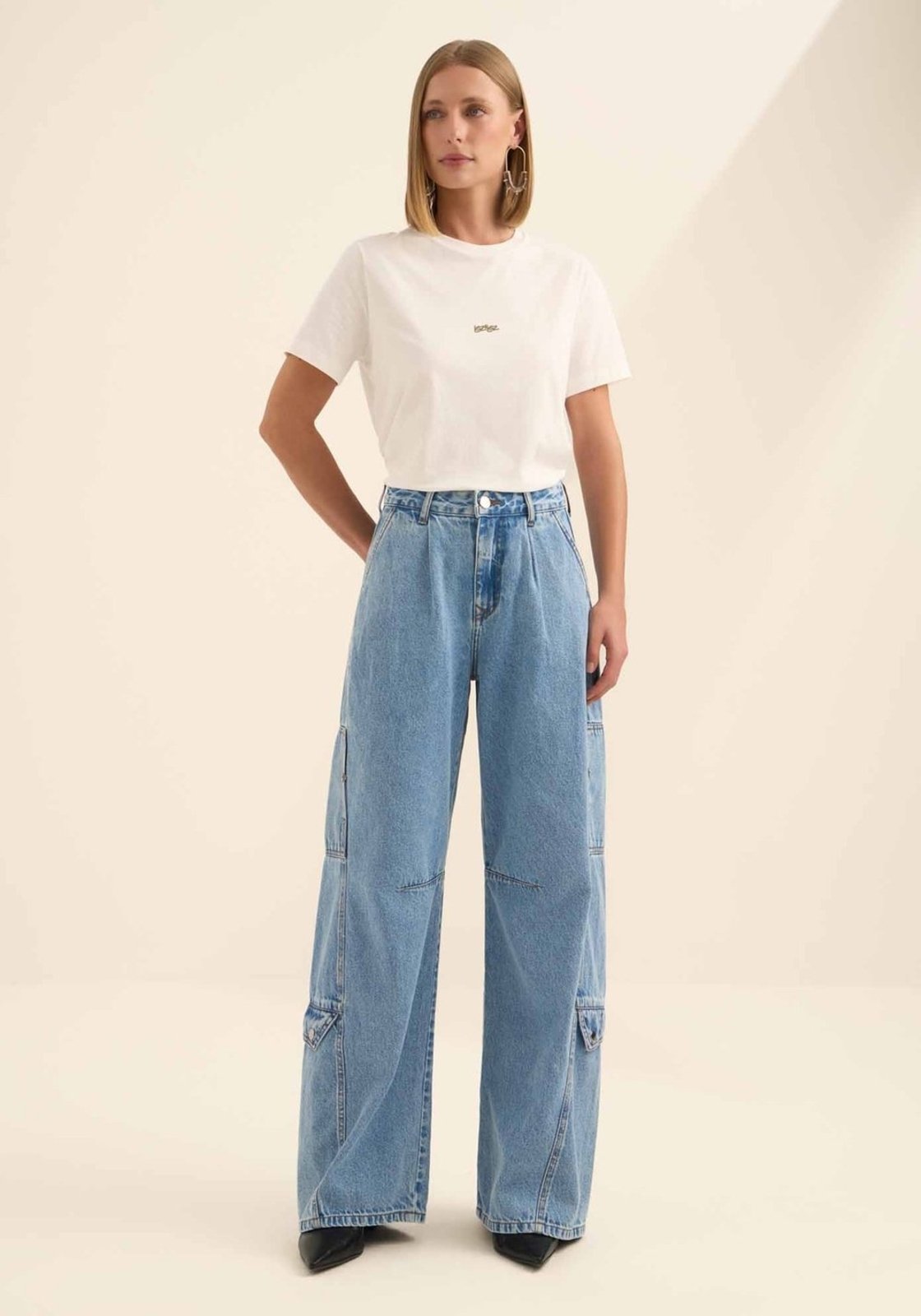 T-shirt Em Algodão Penteado Com Mangas Curtas Essential