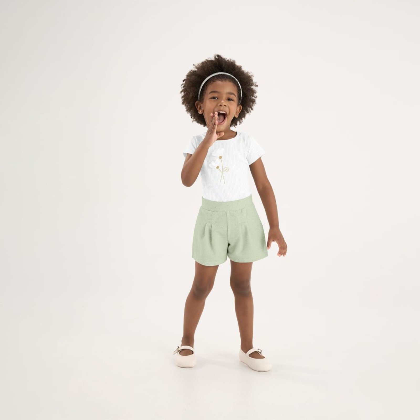 Infantil - Short Verde Primeiros Passos Pulla Bulla Menina - 53705-1262