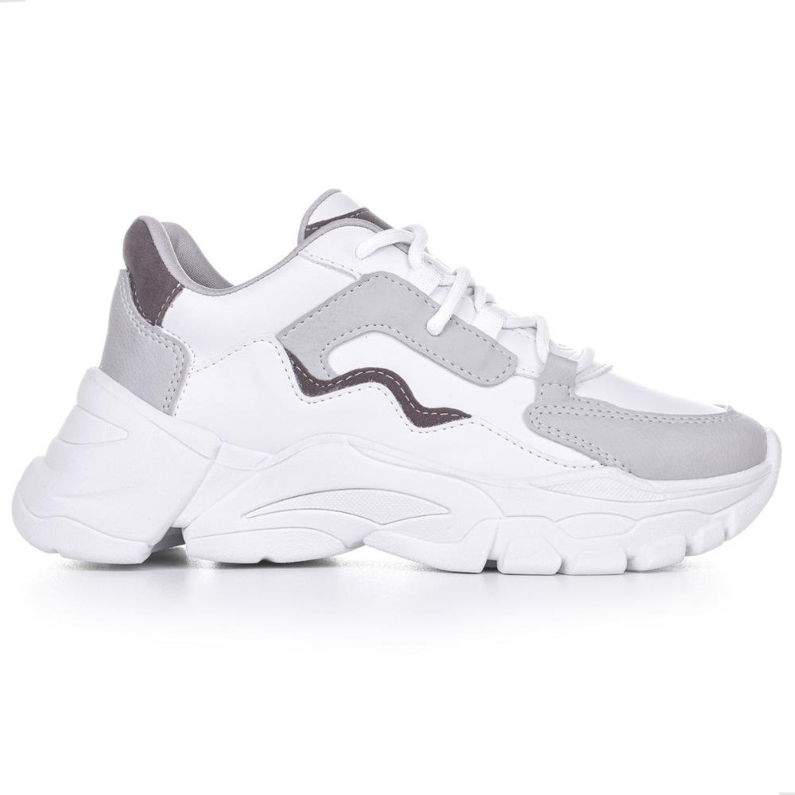 Tênis Feminino Plataforma Tratorada Confortável Cinza 34 Cinza