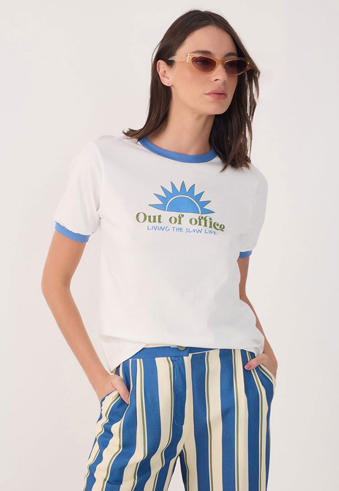 Camiseta Dress To Reta Viés Branca