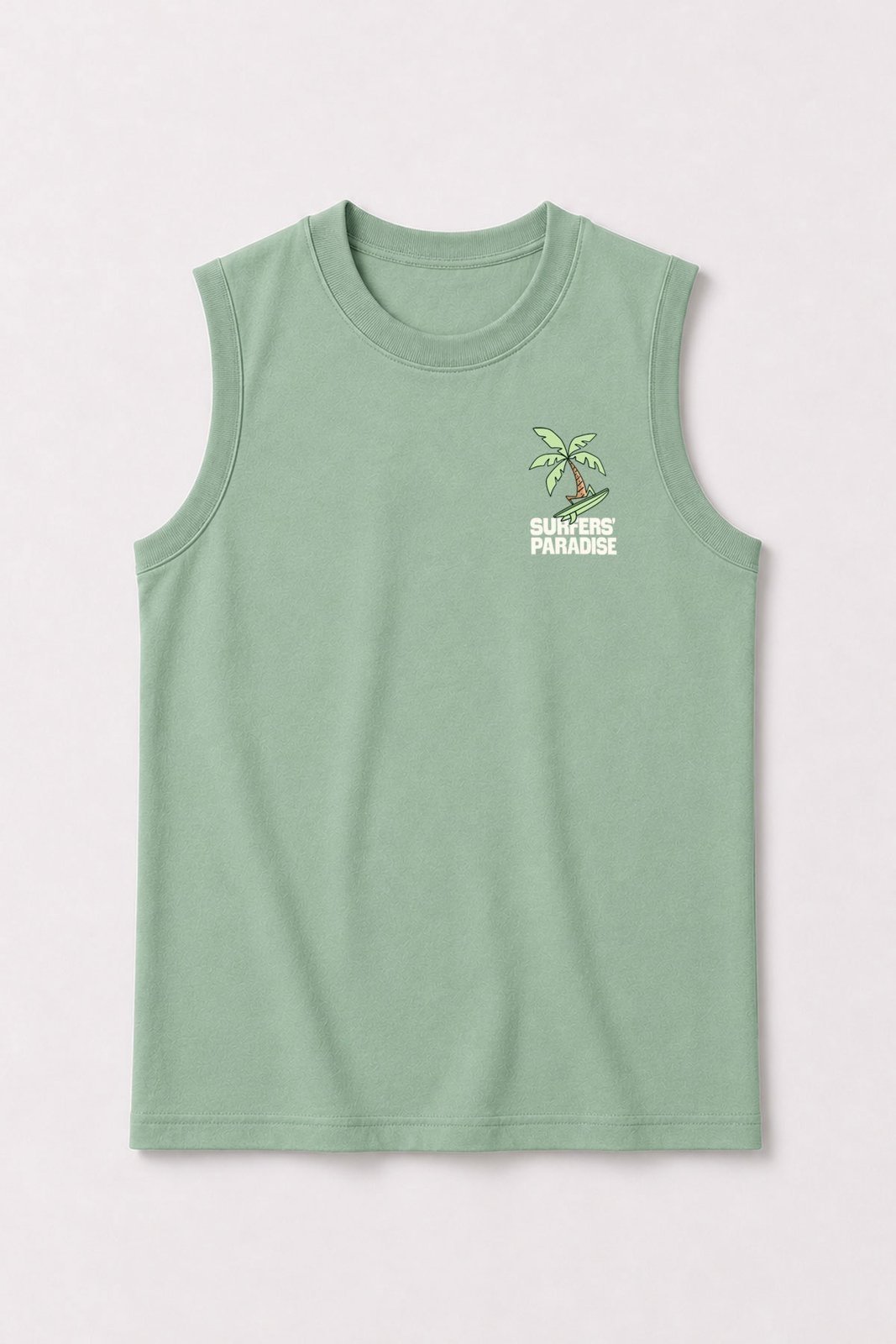 Infantil - Camiseta Regata Masculina Algodão Surfers Paraside Verde Menta - Babei no Look