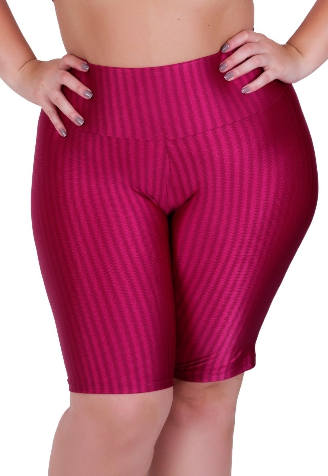 Bermuda para Academia Terra e Mar Plus Size Fitness Cintura Alta 3D Pink