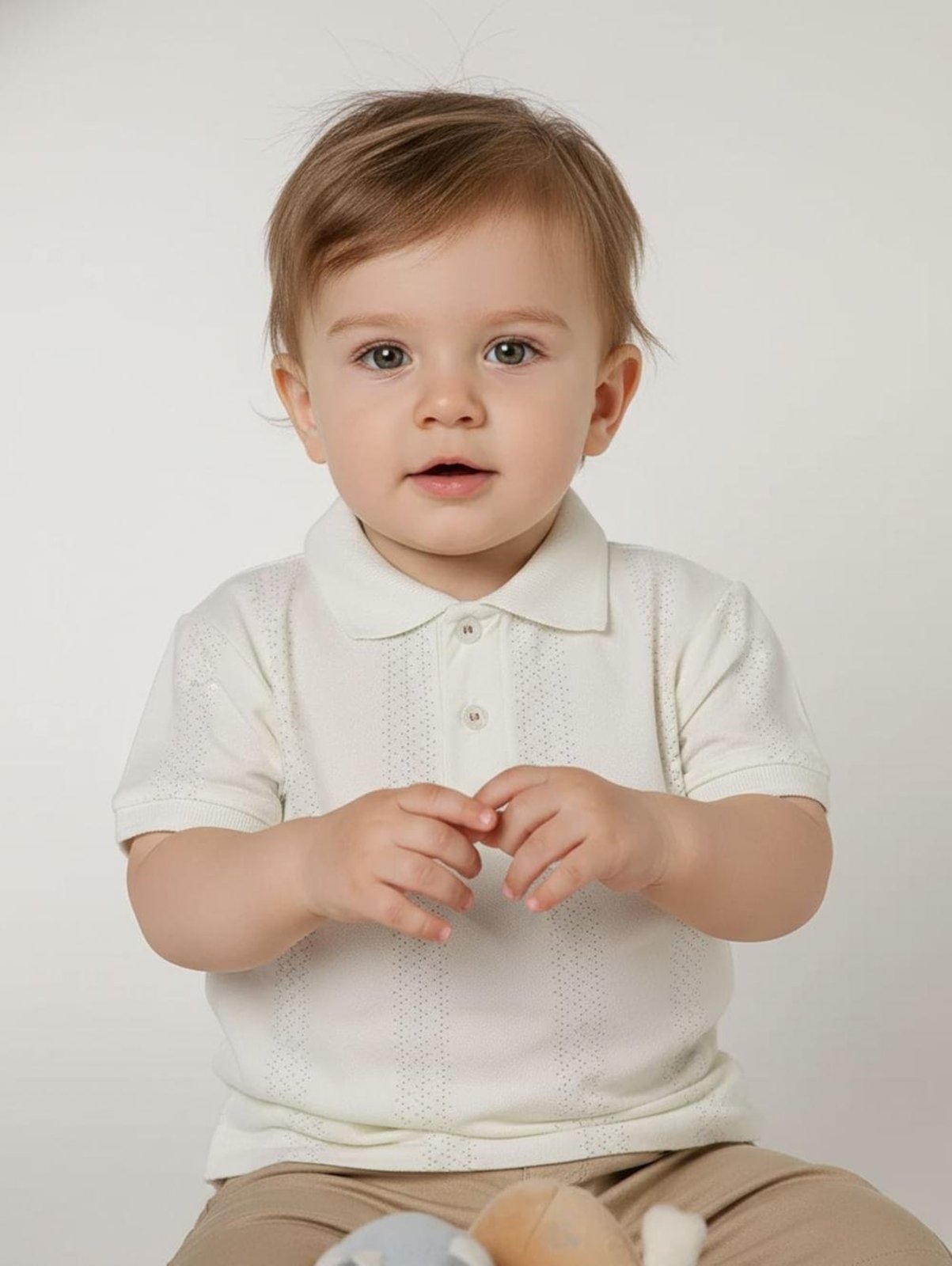 Infantil - Polo Crepe Manga Curta Para Menino- OFF WHITE