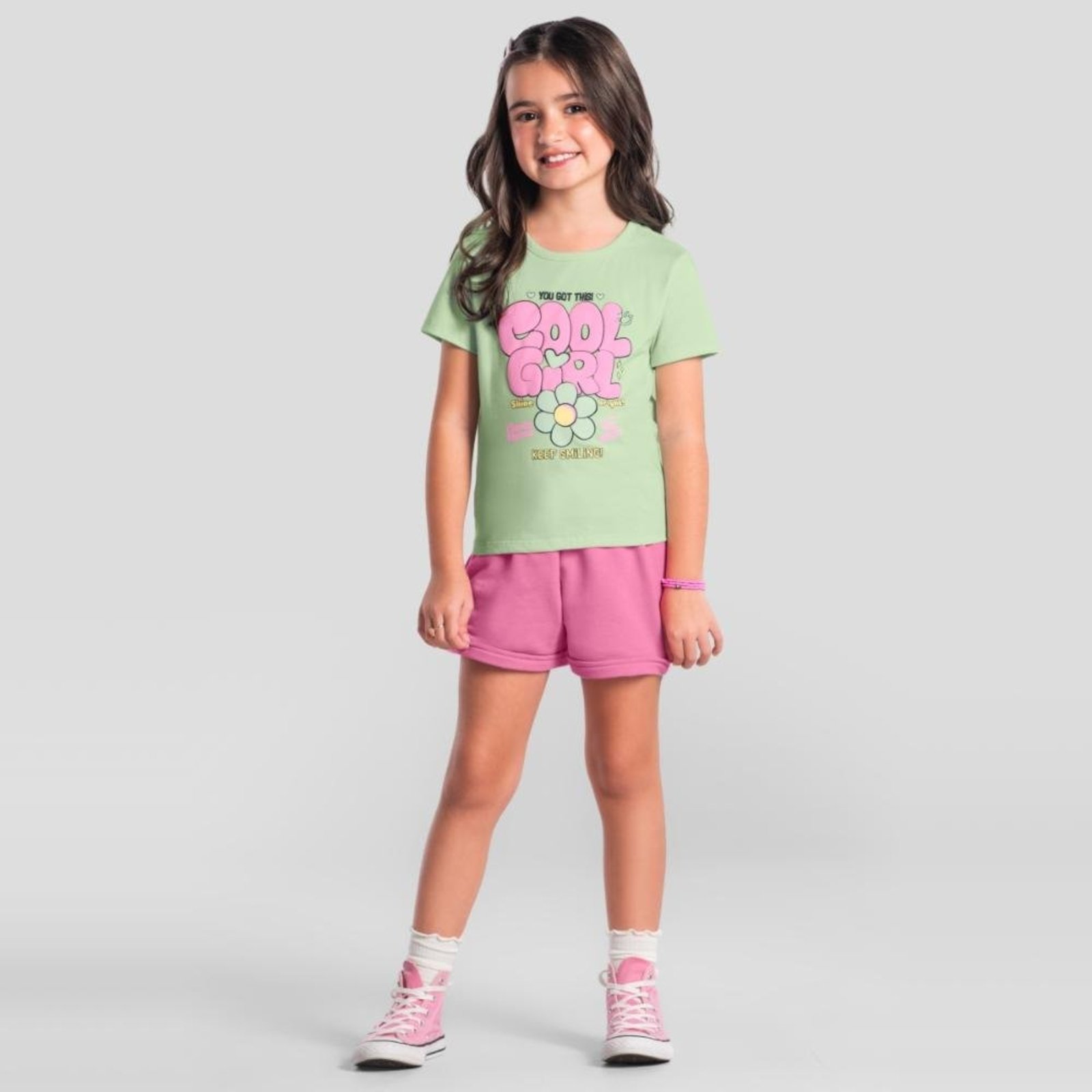 Infantil - Conjunto menina em malha de Flores Brandili