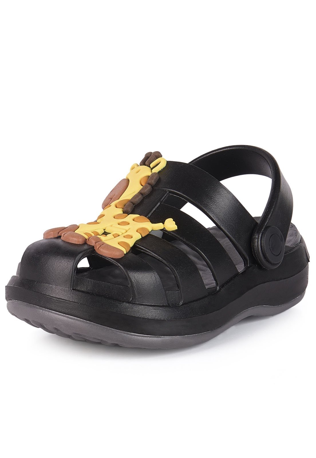 Infantil - Sandália Babuche Plugt Menino Pop Girafa Sorriso Preto
