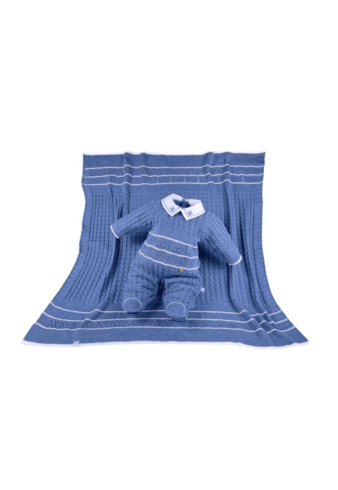 Infantil - Saída Maternidade Azul Jeans Beth P Azul
