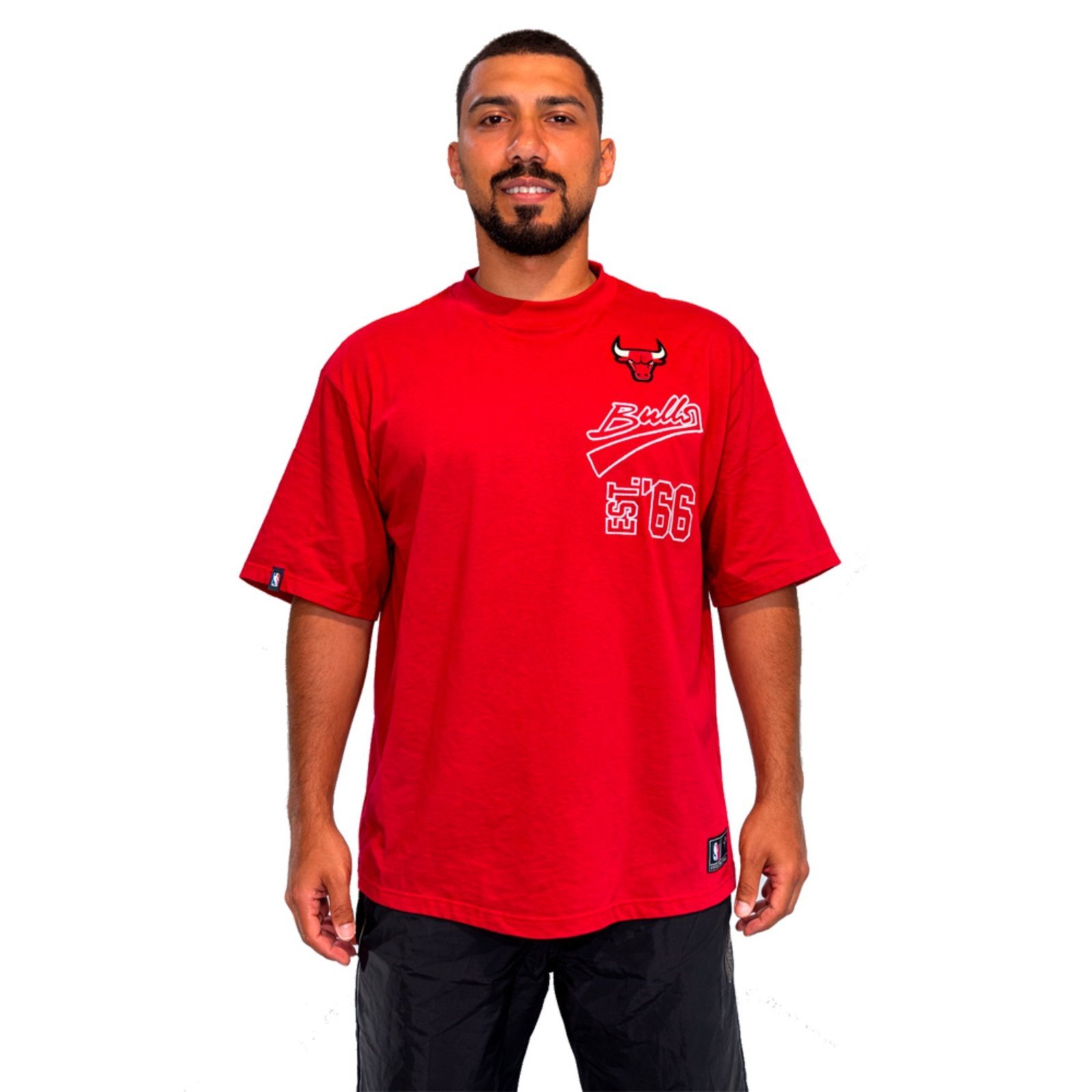 Camiseta Nba Masculina Chicago Bulls Vertical Oversize Vermelho