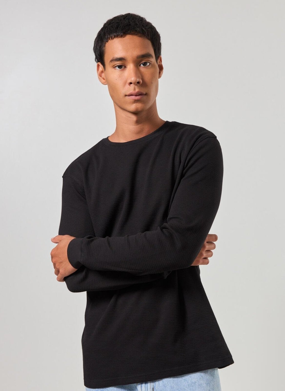 Camiseta Manga Longa Com Textura