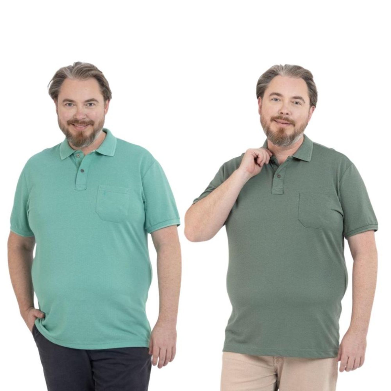 Kit 2 Camisa Polo Masculina Plus Size Pique com Bolso Casual