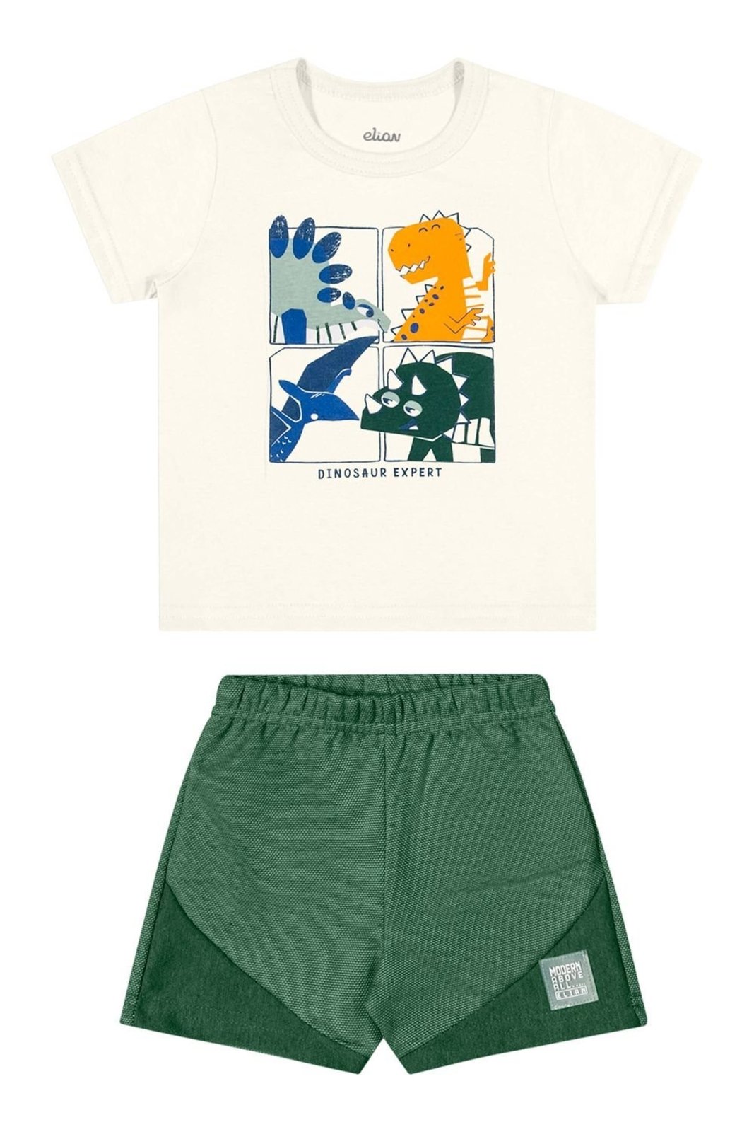 Vista 2 Infantil - Conjunto Menino Estampa Dino Elian verde Elian verde