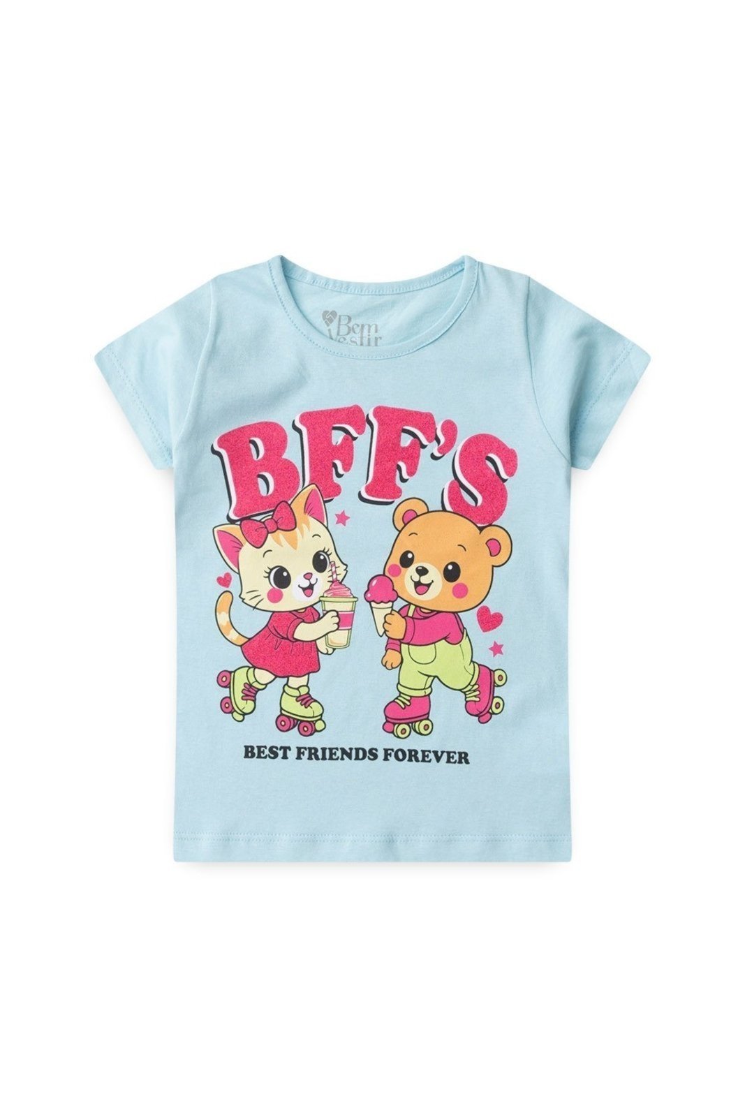 Vista 3 Infantil - Conjunto Bem Vestir Feminino Blusa e Shorts Estampa BFFS azul BEM VESTIR azul