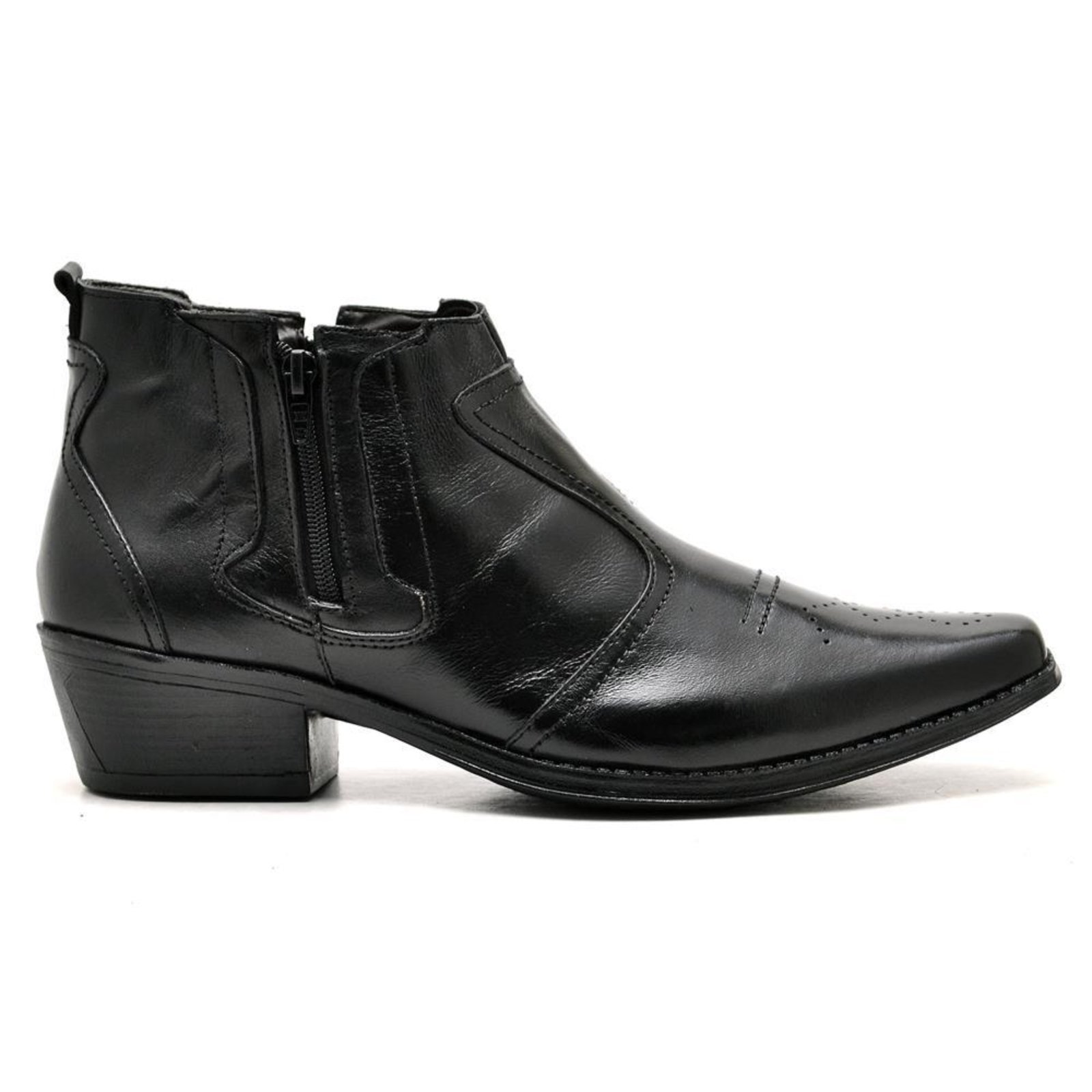 Botina Masculina Bota Country Couro Zíper Confortável