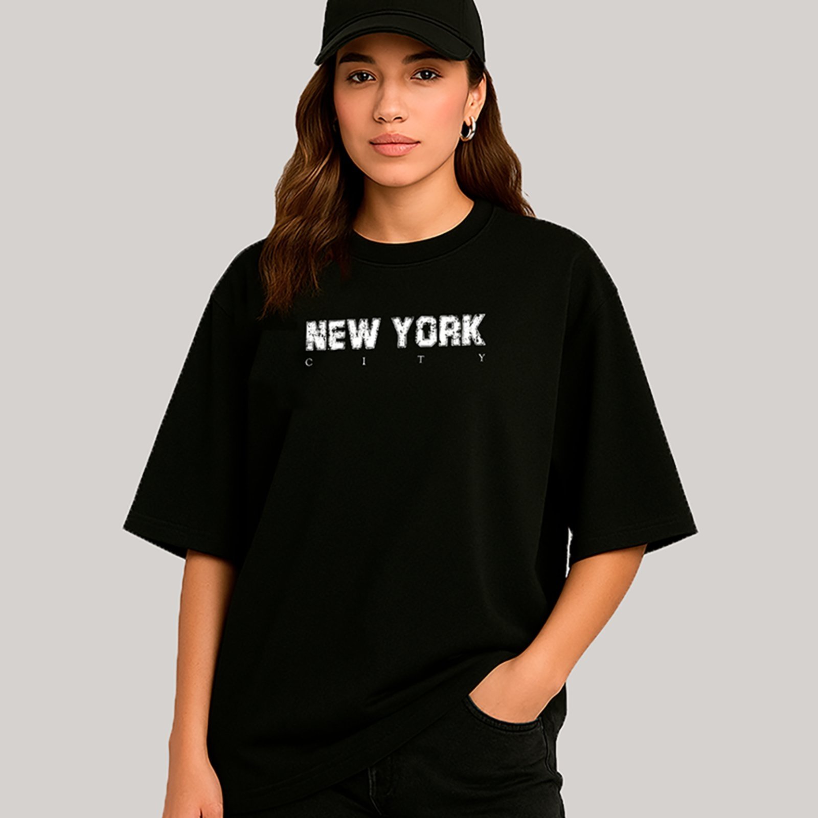 Vista 3 Camiseta Ousy New York City Oversized Unissex preto ousy preto