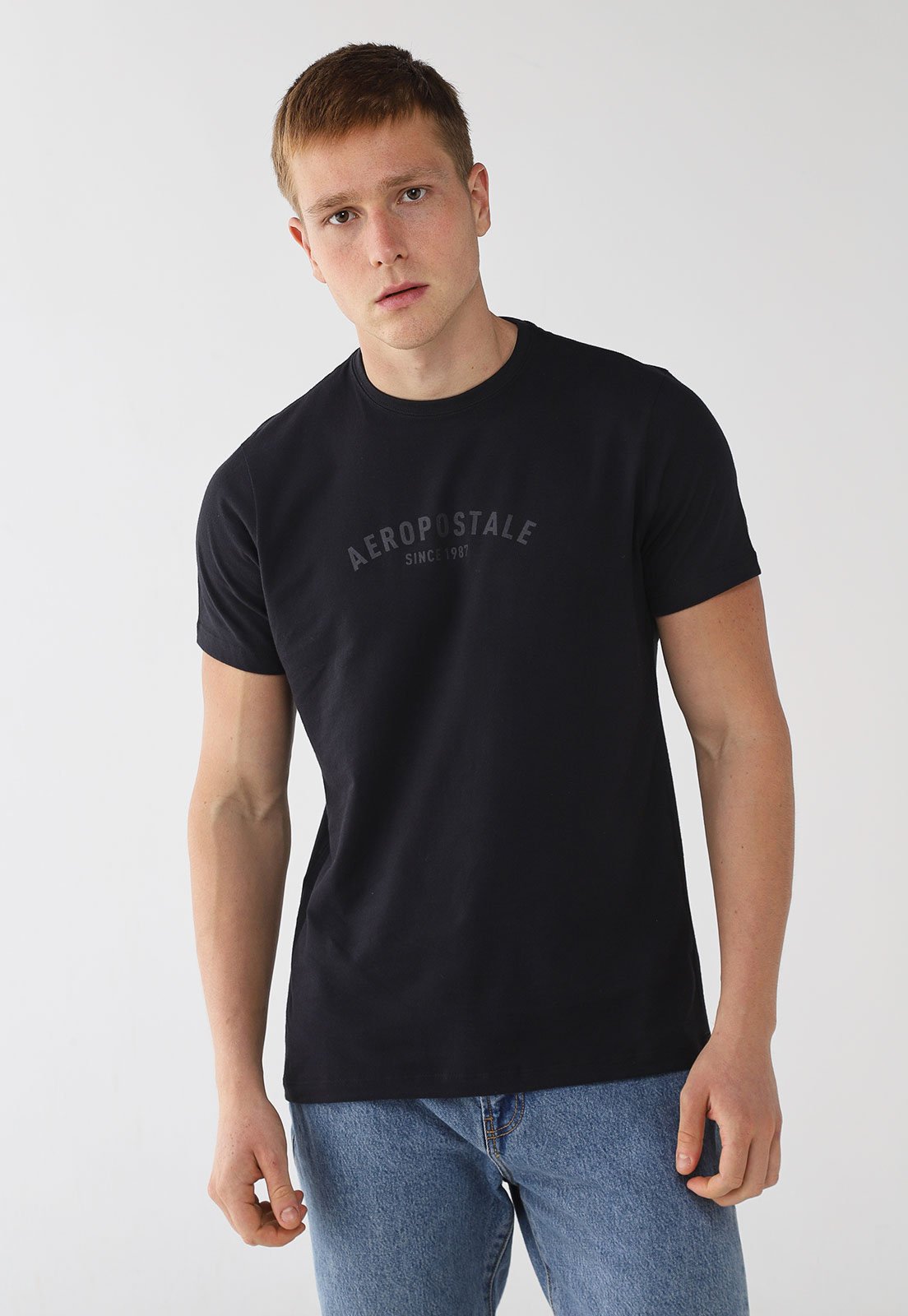 Camiseta Masculina Aeropostale Estampa Discreta Preta