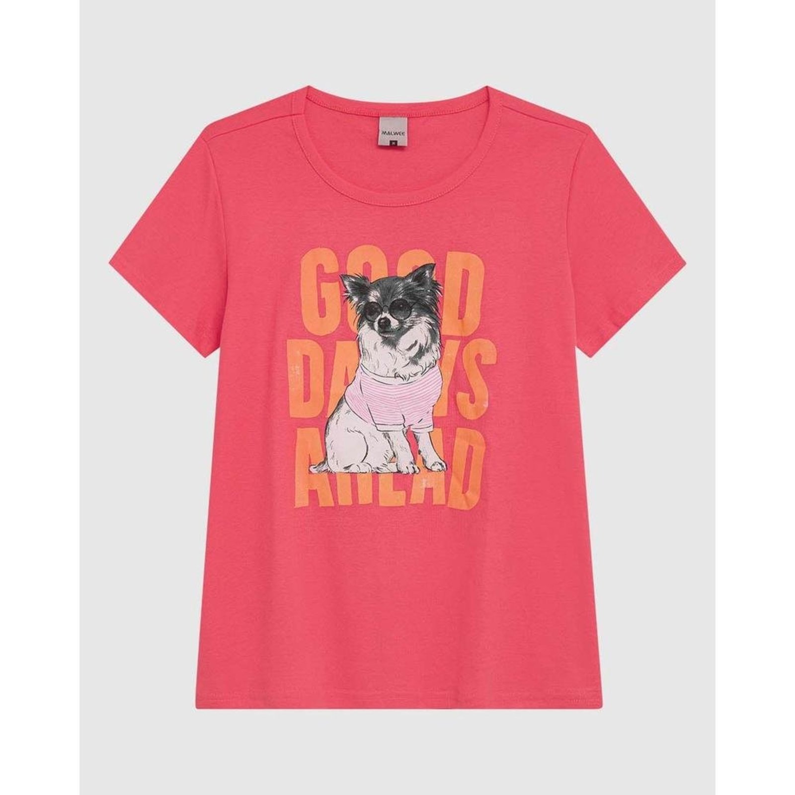 Vista 2 Camiseta Feminina Manga Curta Estampa Frontal Em Malha Algodão Malwee marrom Malwee marrom