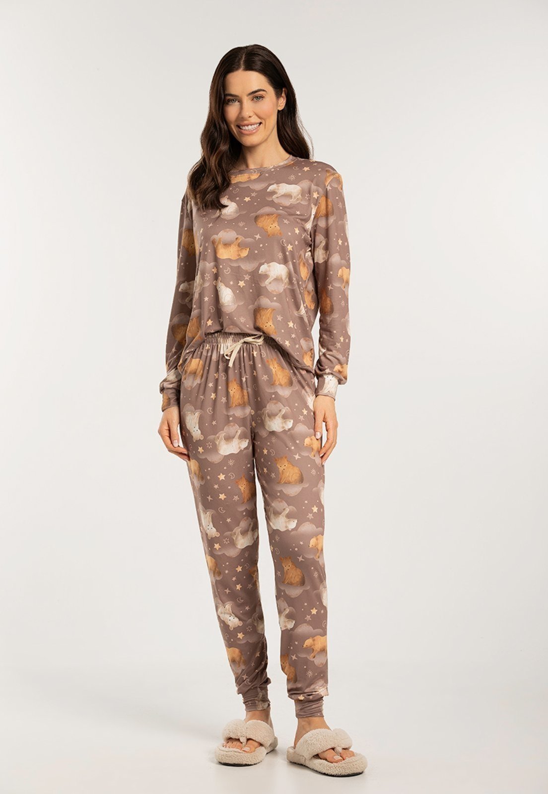 Conjunto Pijama Feminino Longo Confort Dreams Estampado