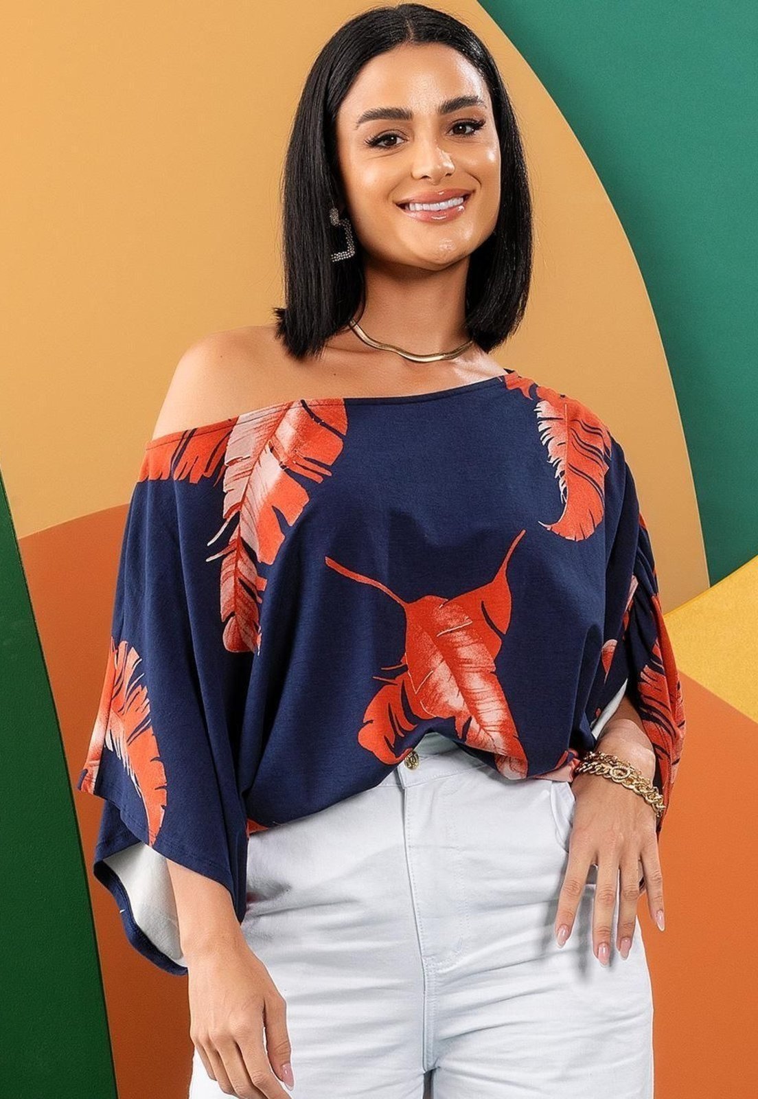 Blusa Em Malha De Viscose Azul Quintess