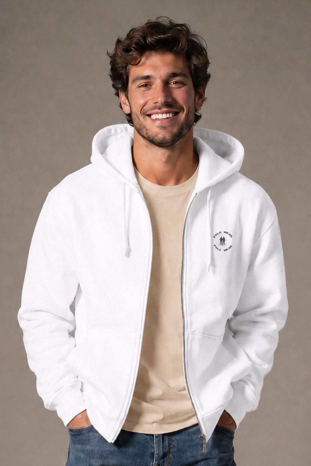 Blusa Moletom Com Zíper Flanelado Polo Wear Branco