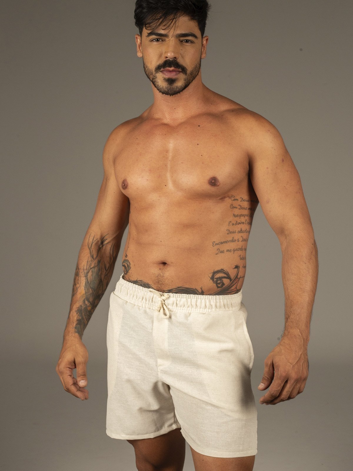 Short Masculino Linho Premium Laeve Palha
