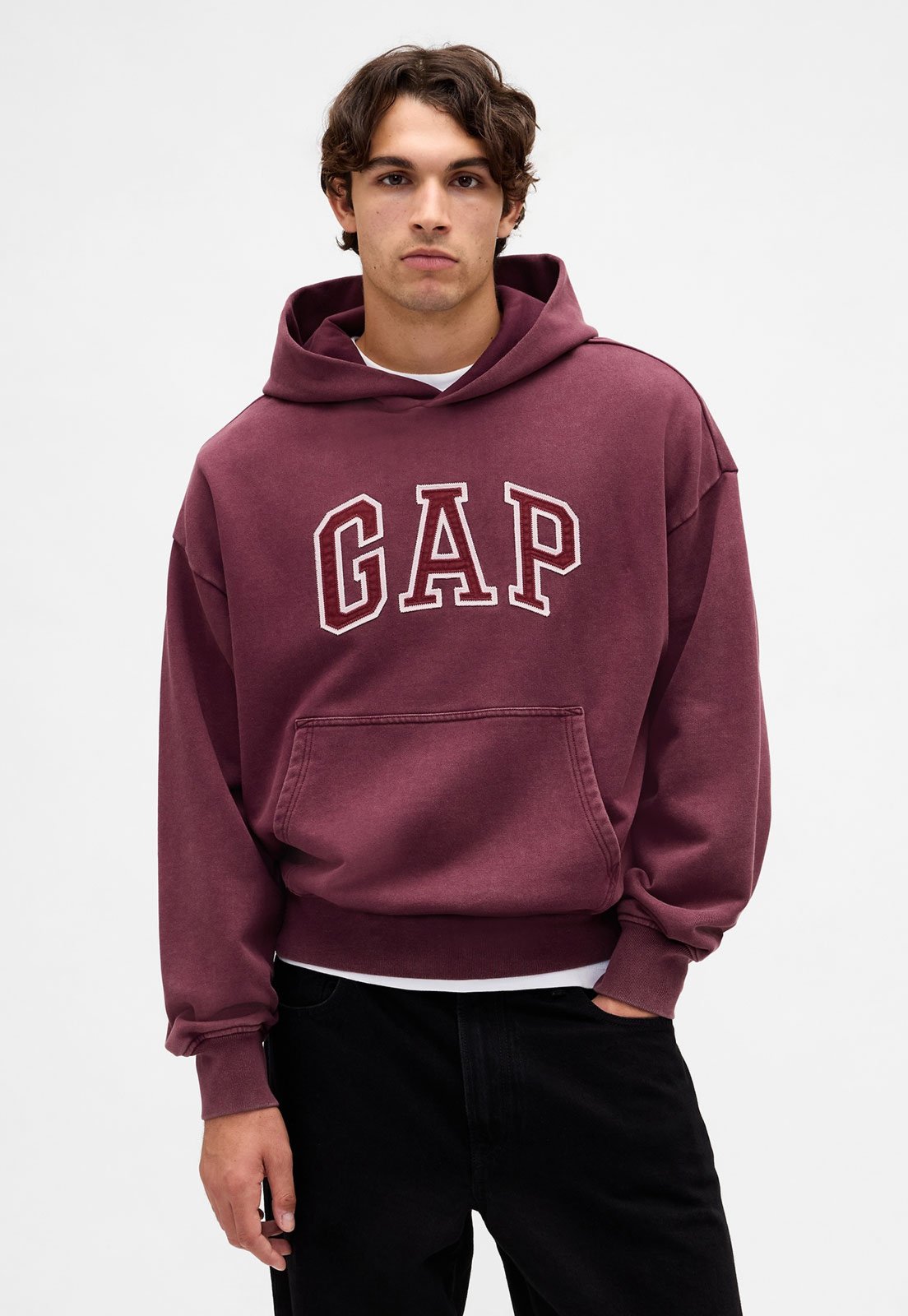 Blusa de Moletom Masculina GAP Logo Bordado Vinho