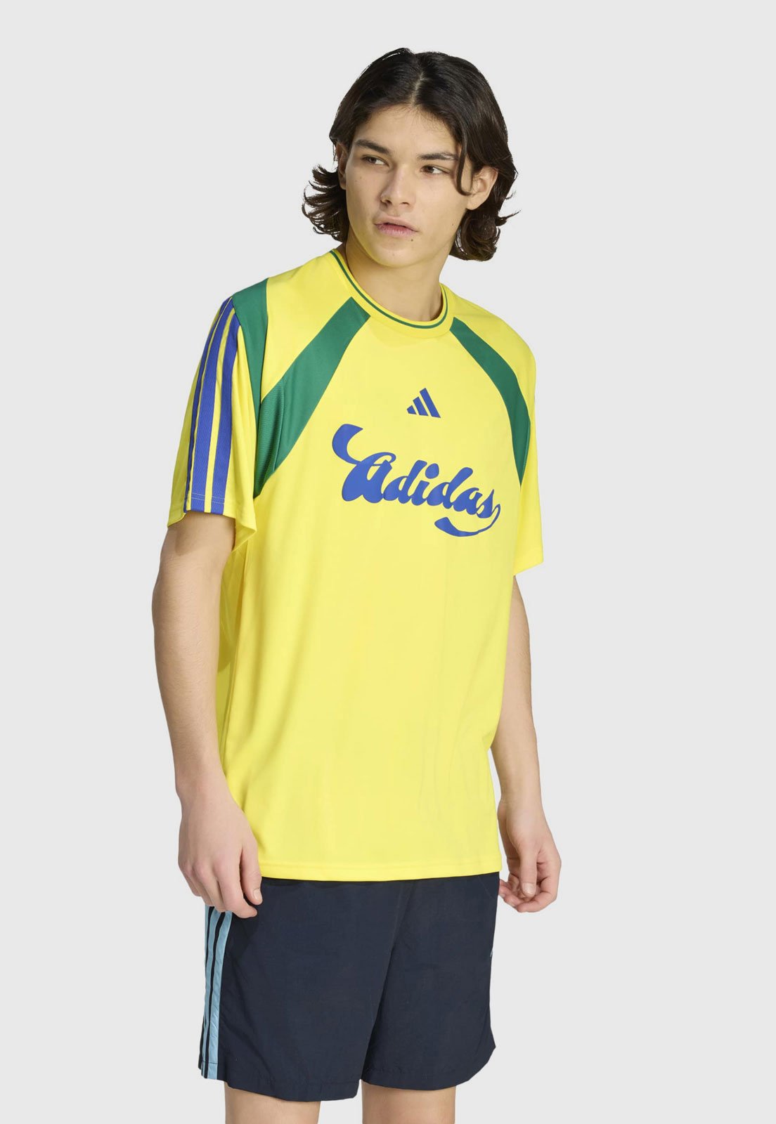 Camiseta Masculina adidas Sportswear 3 Listras Amarela