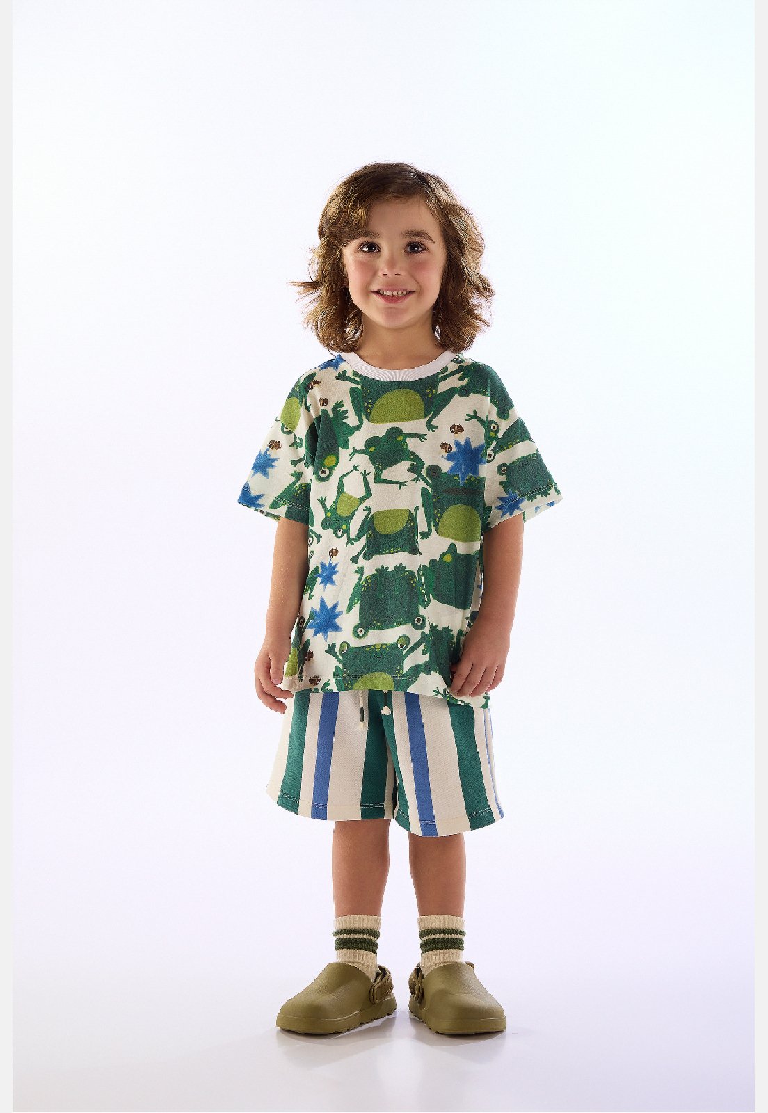 Infantil - Conjunto Brejo Camiseta Bermuda Três e Já Bege