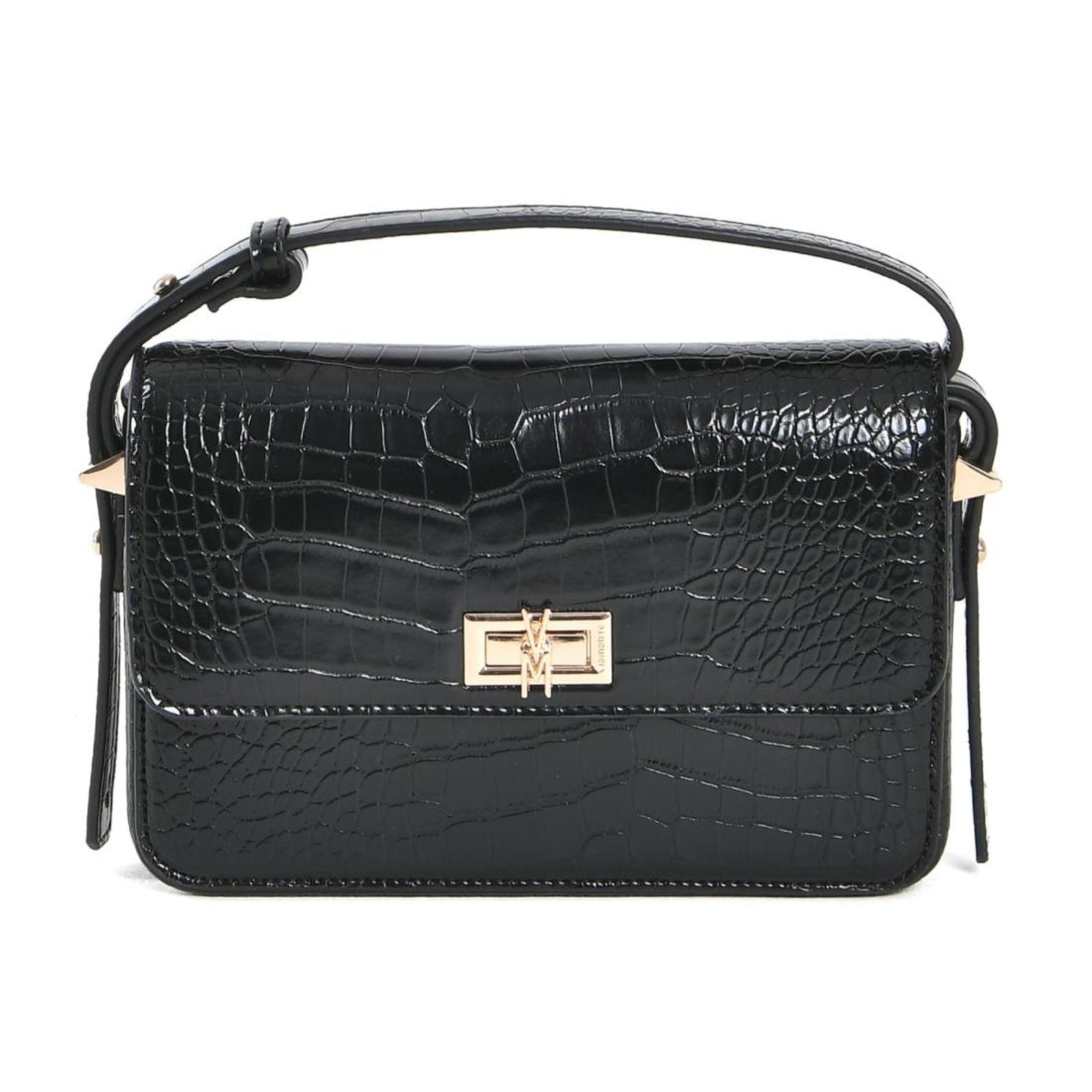 Bolsa Shoulder Via Marte Croco Feminina Preto