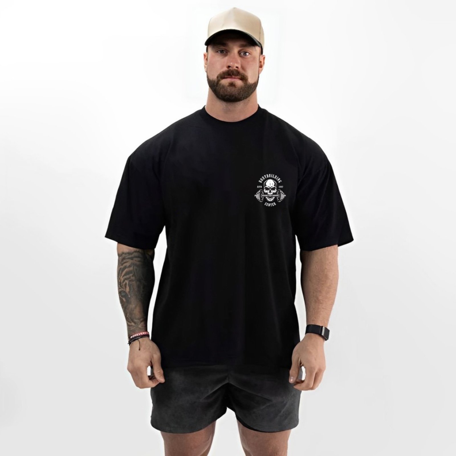Camiseta Oversized Over Masculina Algodão Academia Preto