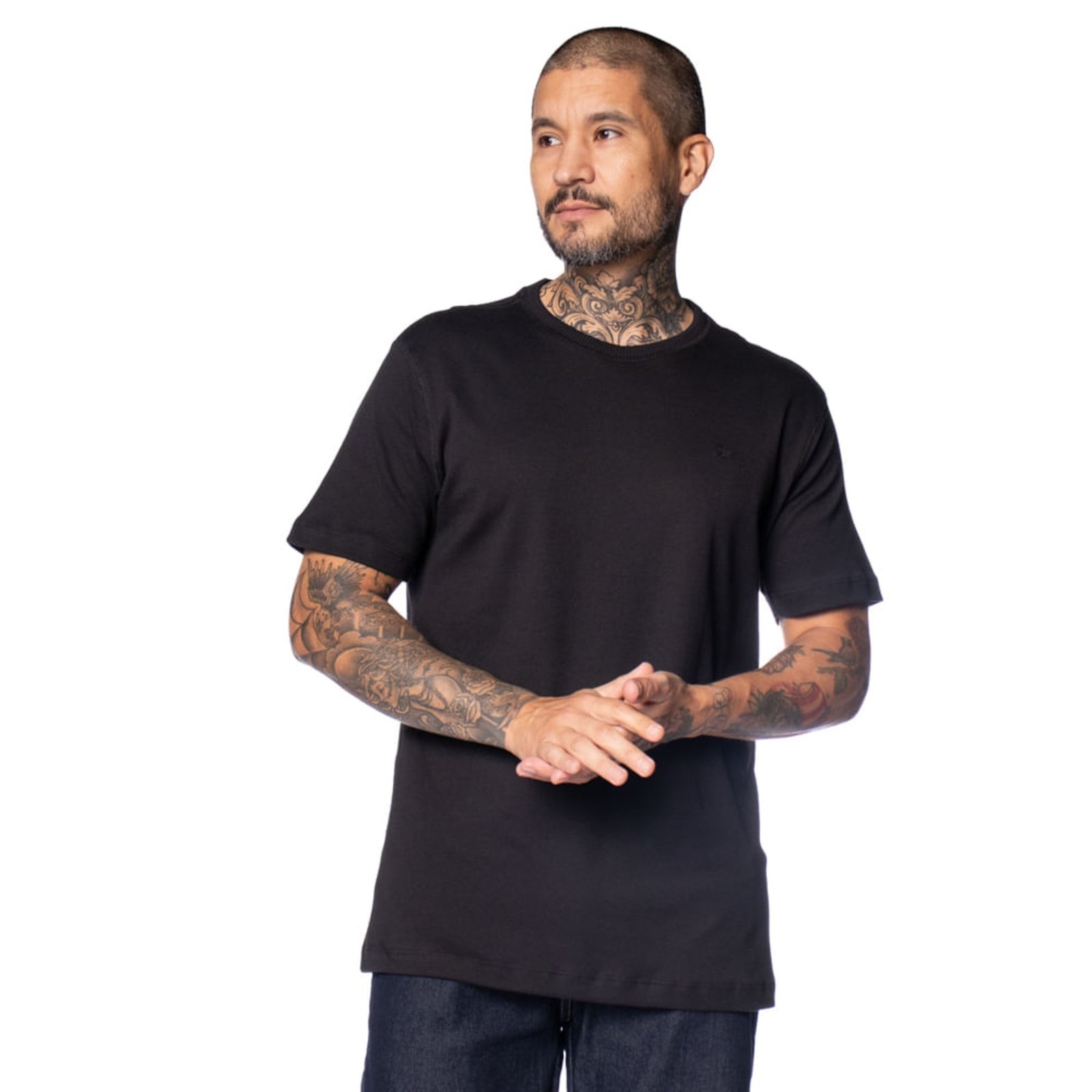 Camiseta Masculina Dixie Lisa Bordado Preto