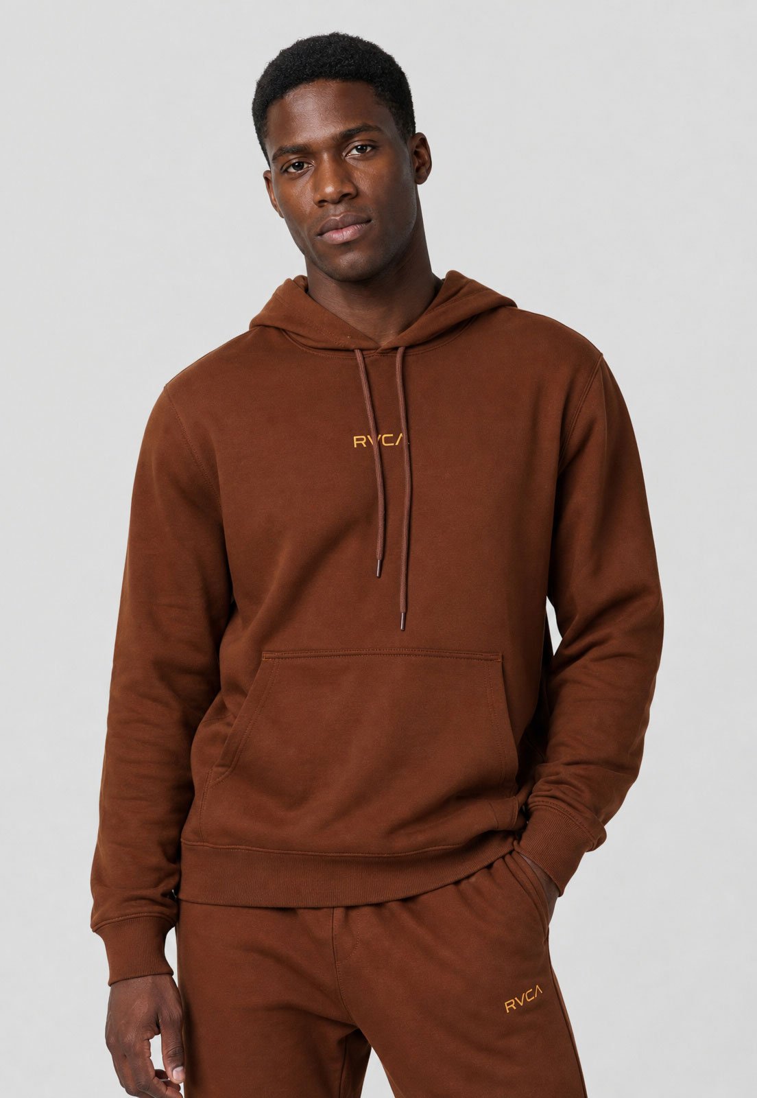 Blusa de Moletom Masculina RVCA Capuz Marrom